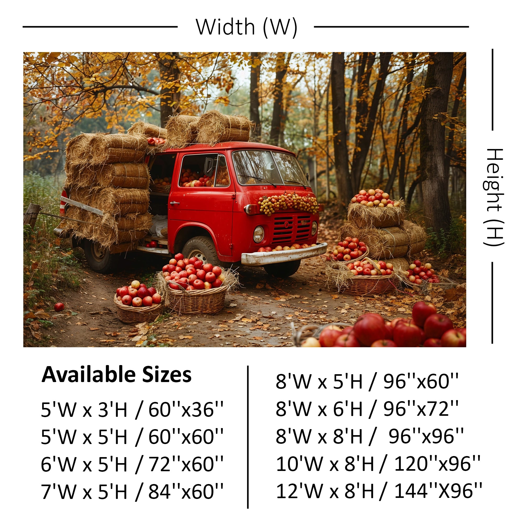 Rustic Red Truck Autumn Harvest Backdrop