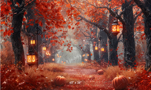 Spooky Autumn Lantern Path Backdrop