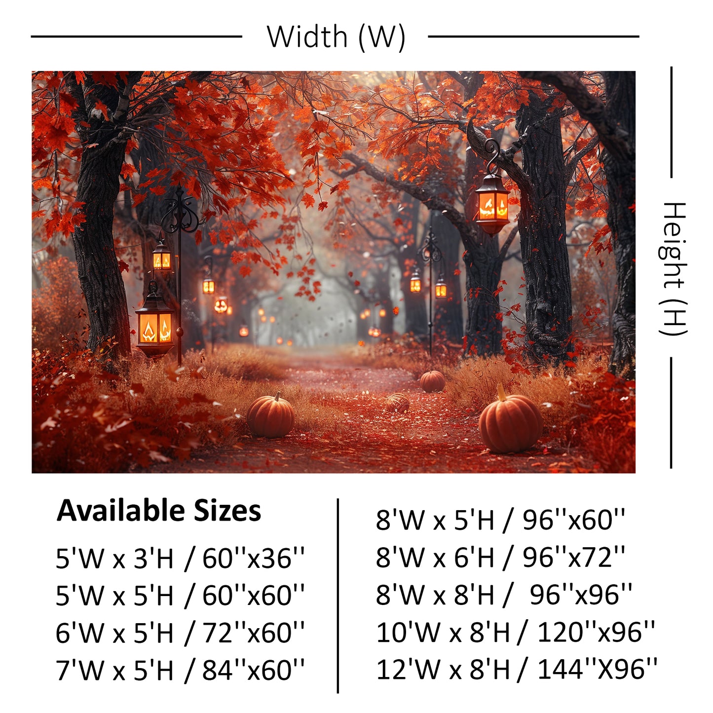 Spooky Autumn Lantern Path Backdrop