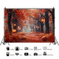 Spooky Autumn Lantern Path Backdrop