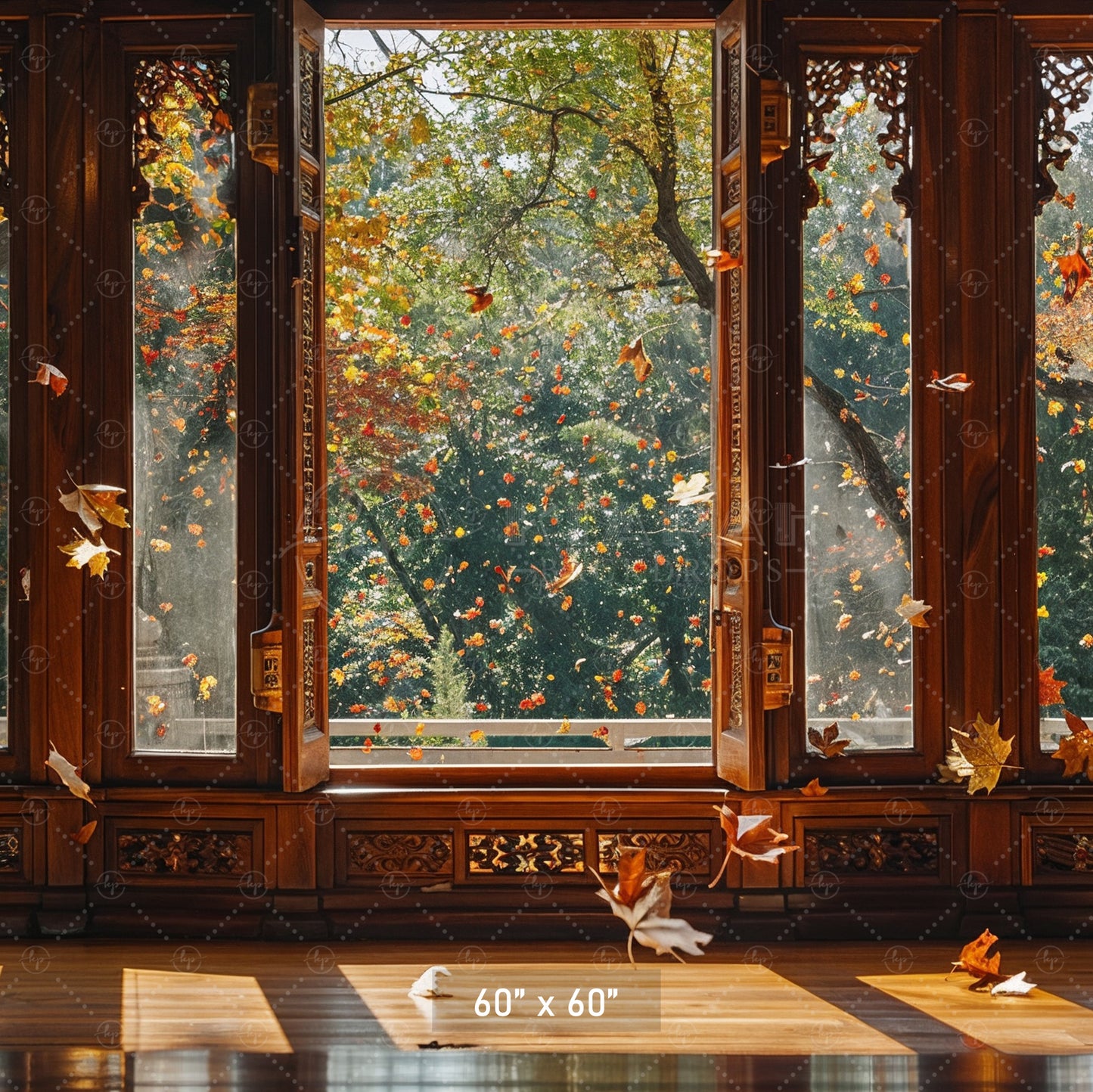 Autumn Window View Backdrop