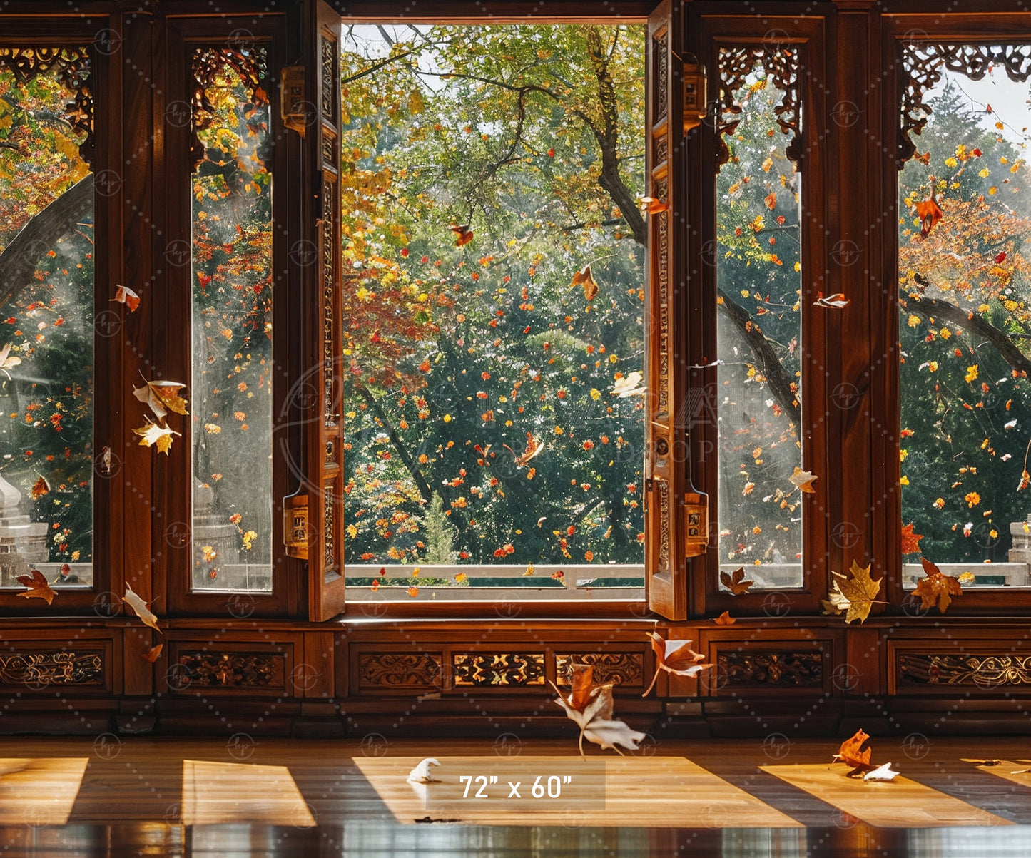 Autumn Window View Backdrop