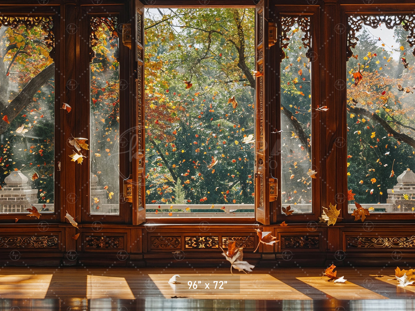 Autumn Window View Backdrop