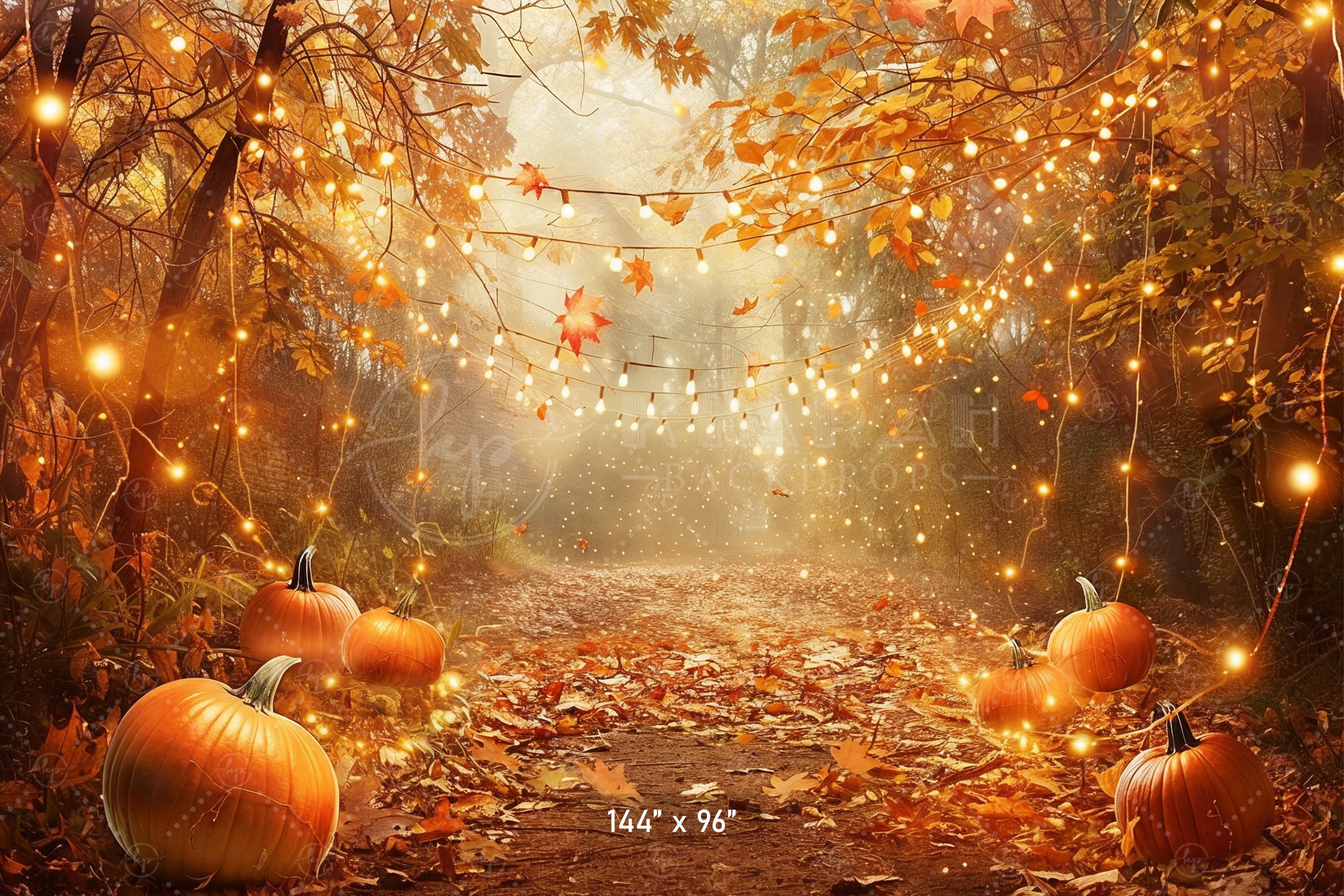 Golden Autumn Pathway Backdrop