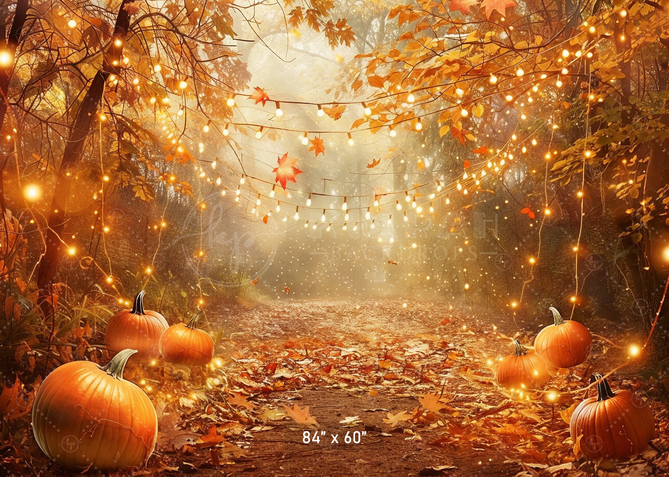 Golden Autumn Pathway Backdrop