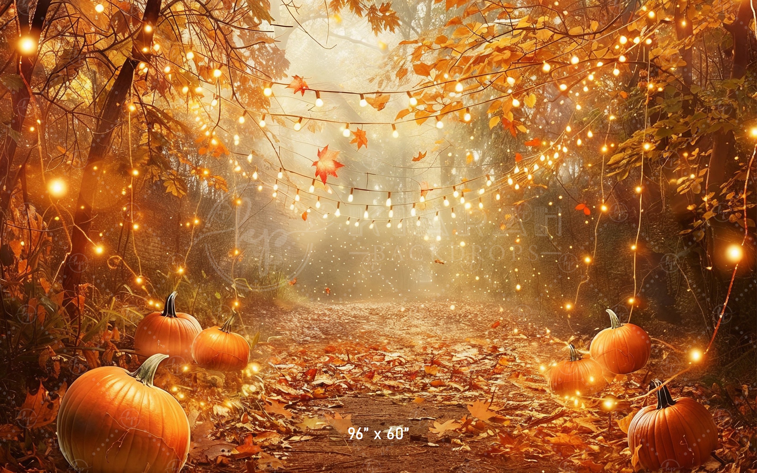 Golden Autumn Pathway Backdrop