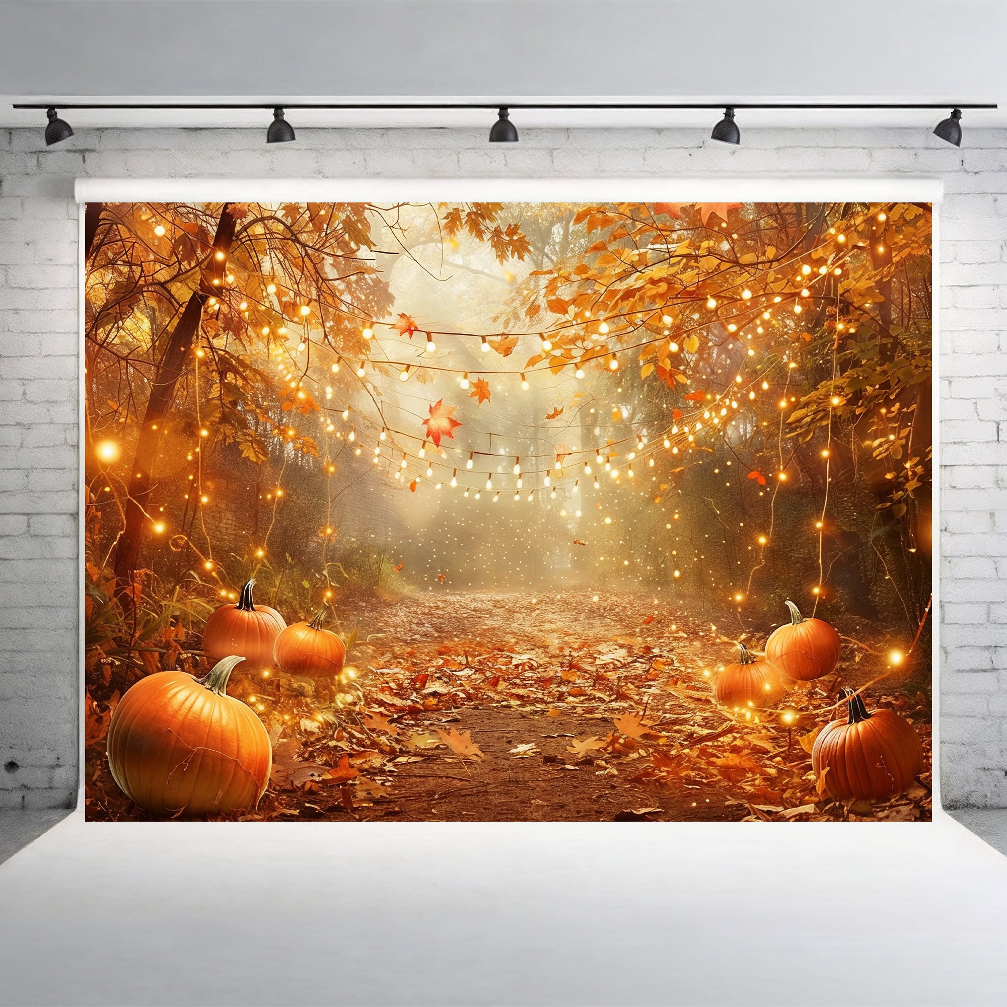 Golden Autumn Pathway Backdrop