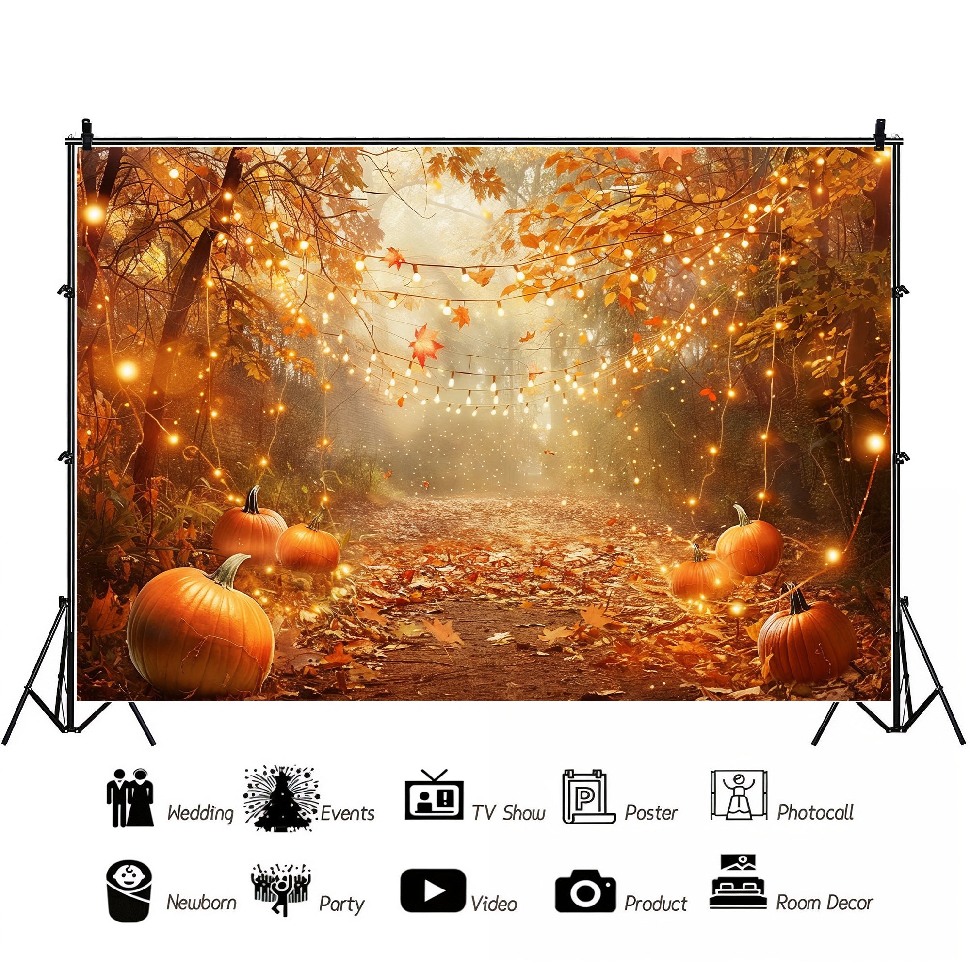 Golden Autumn Pathway Backdrop