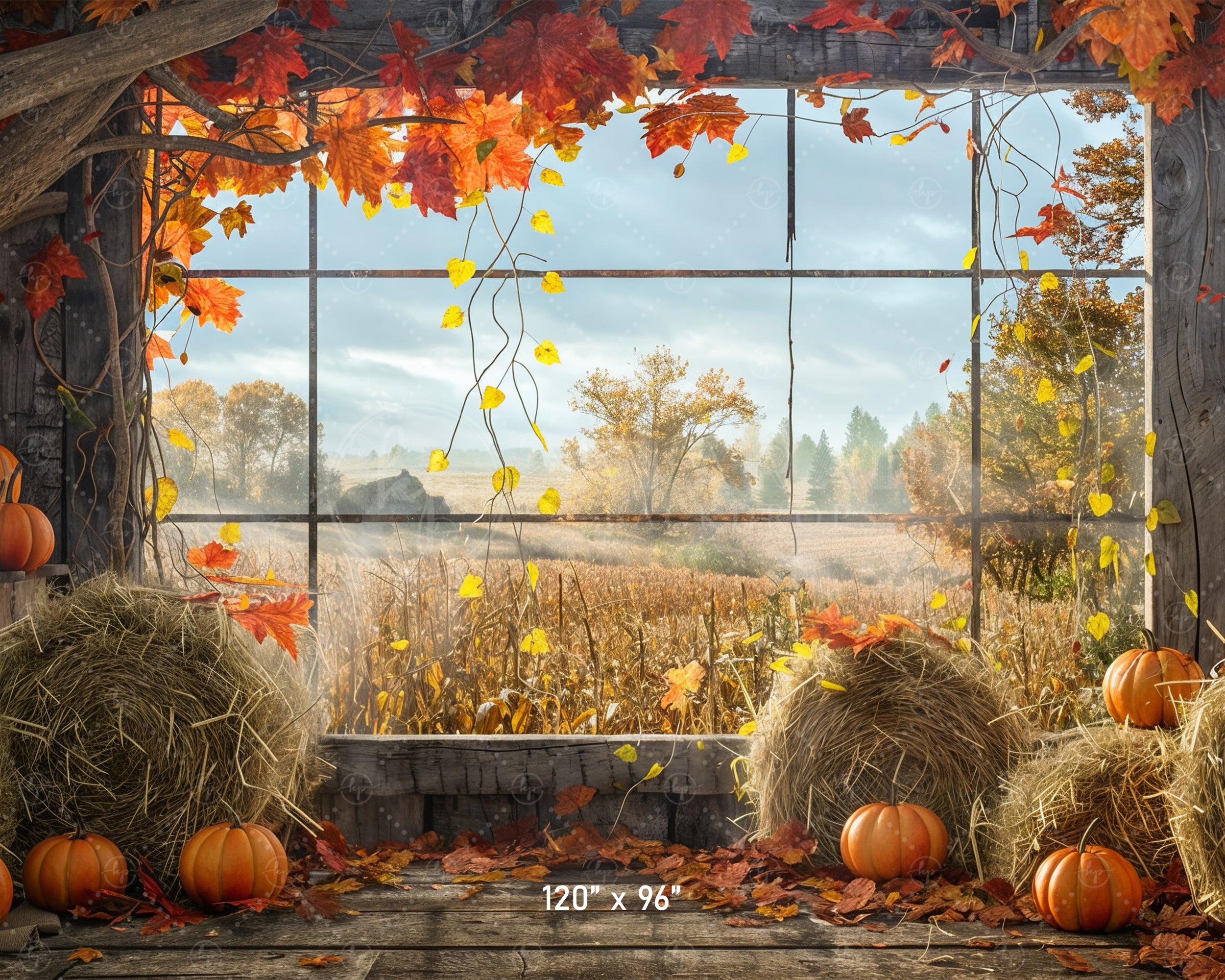 Rustic Harvest Window View Backdrop