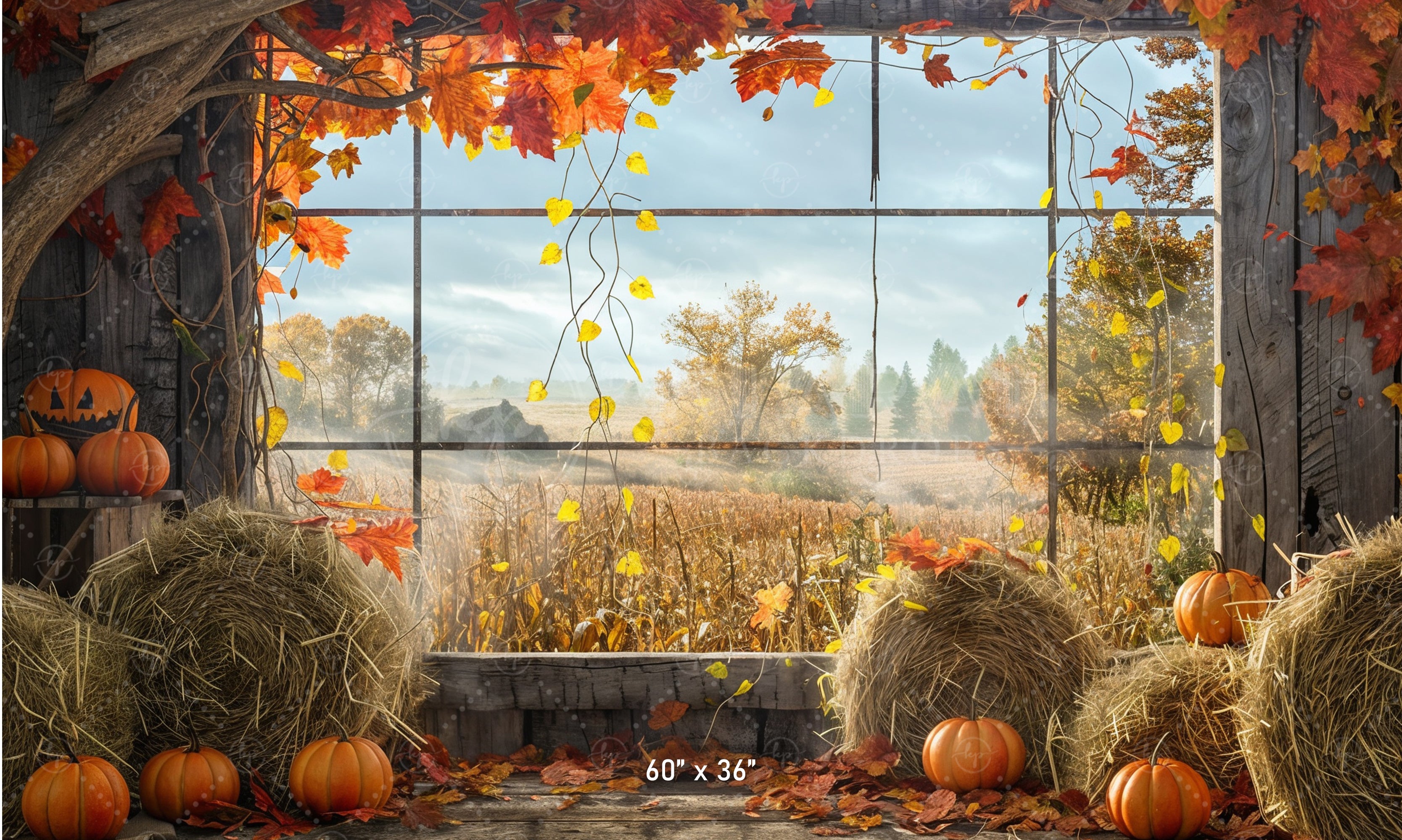 Rustic Harvest Window View Backdrop