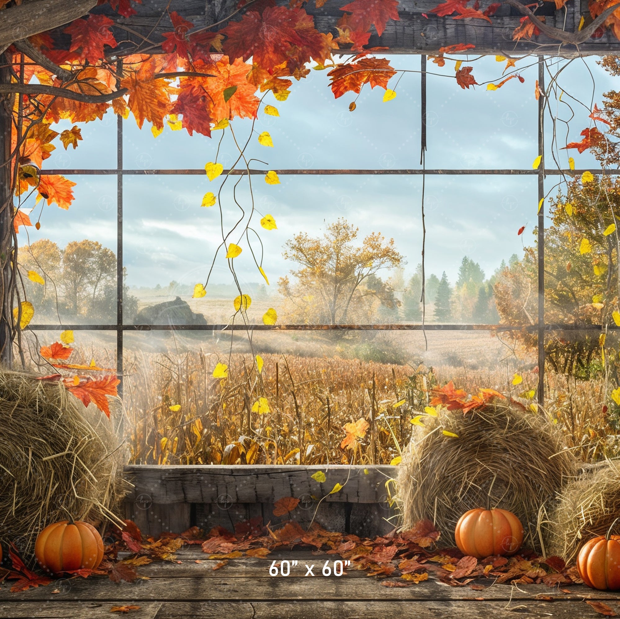Rustic Harvest Window View Backdrop