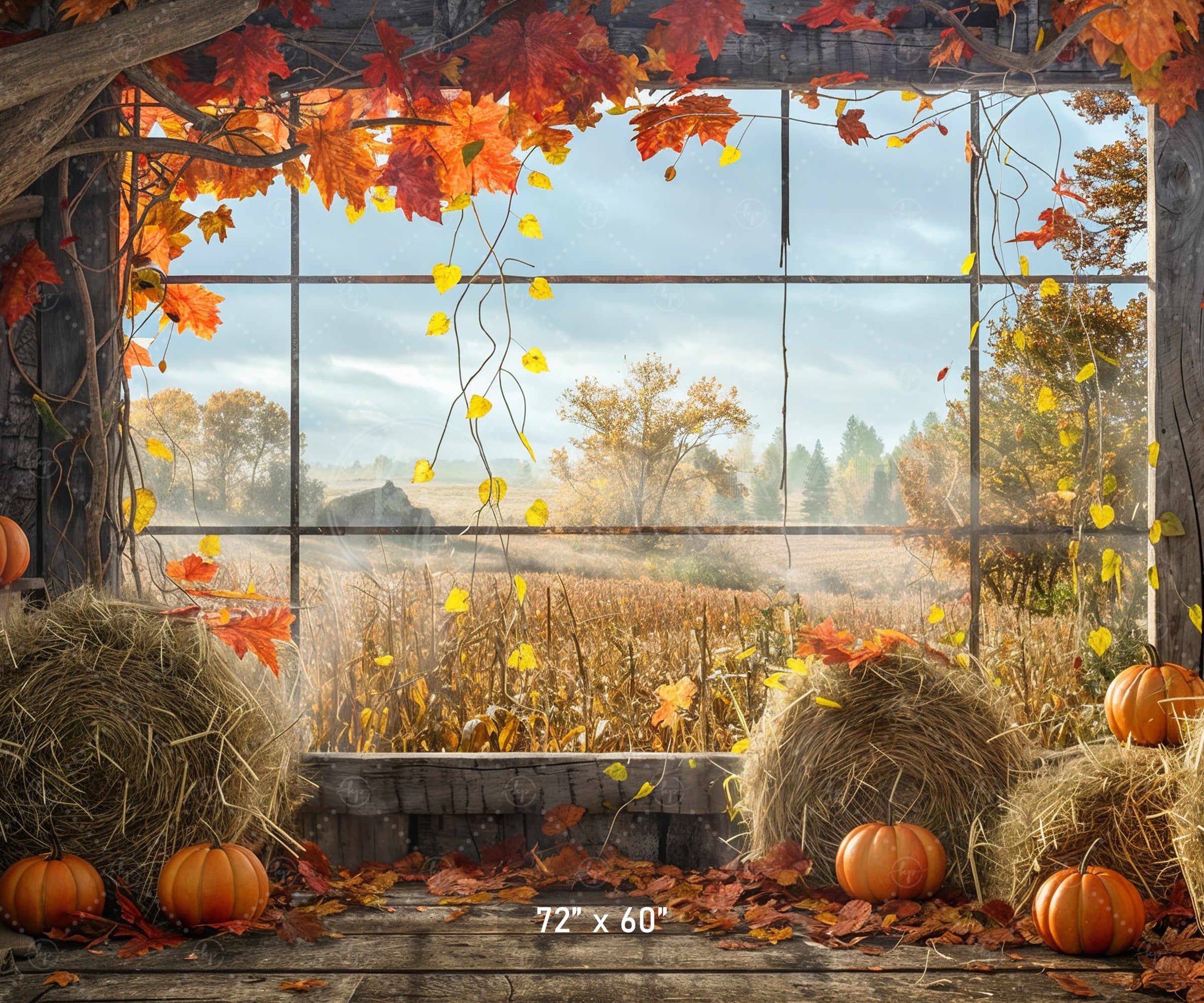 Rustic Harvest Window View Backdrop
