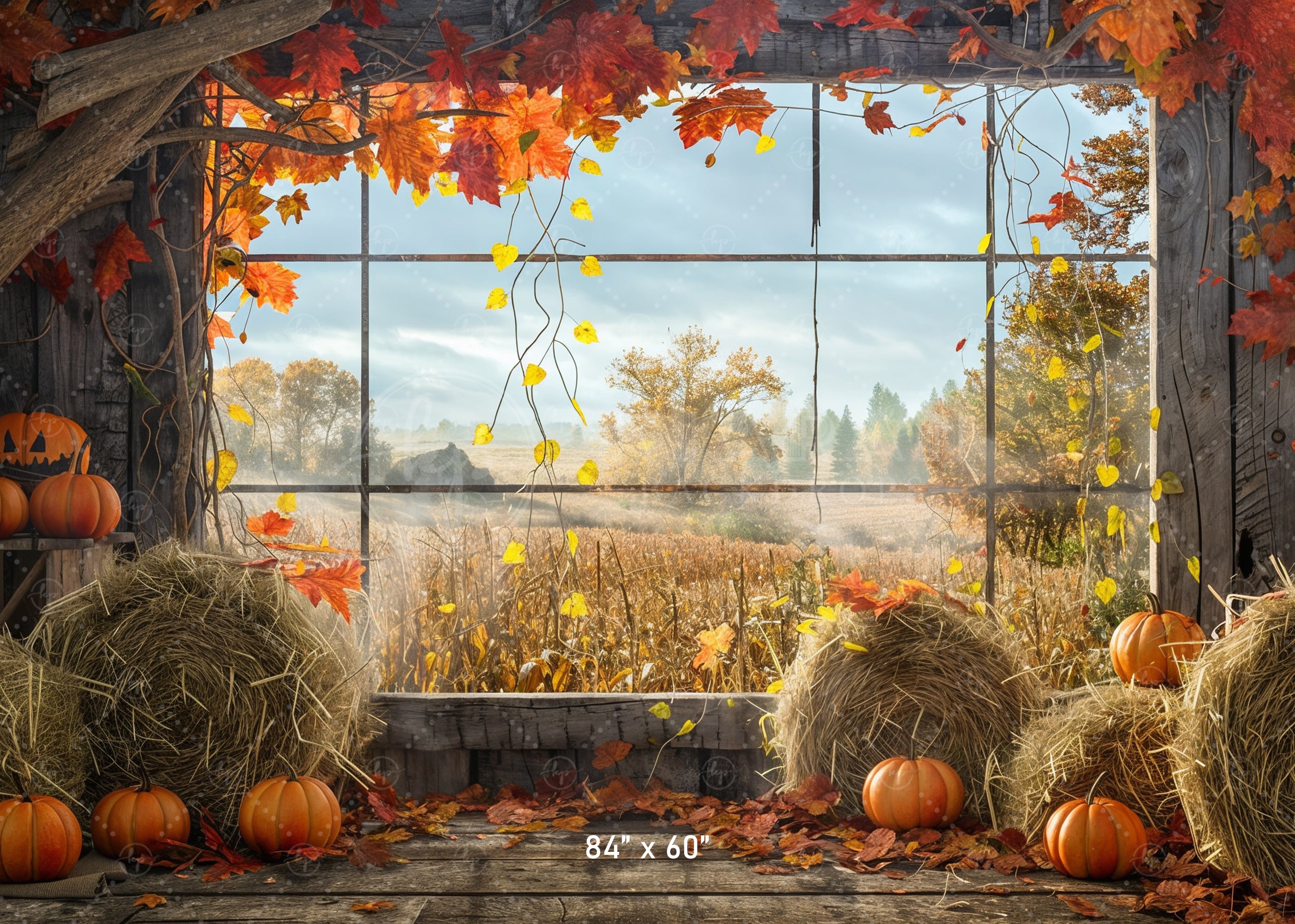 Rustic Harvest Window View Backdrop