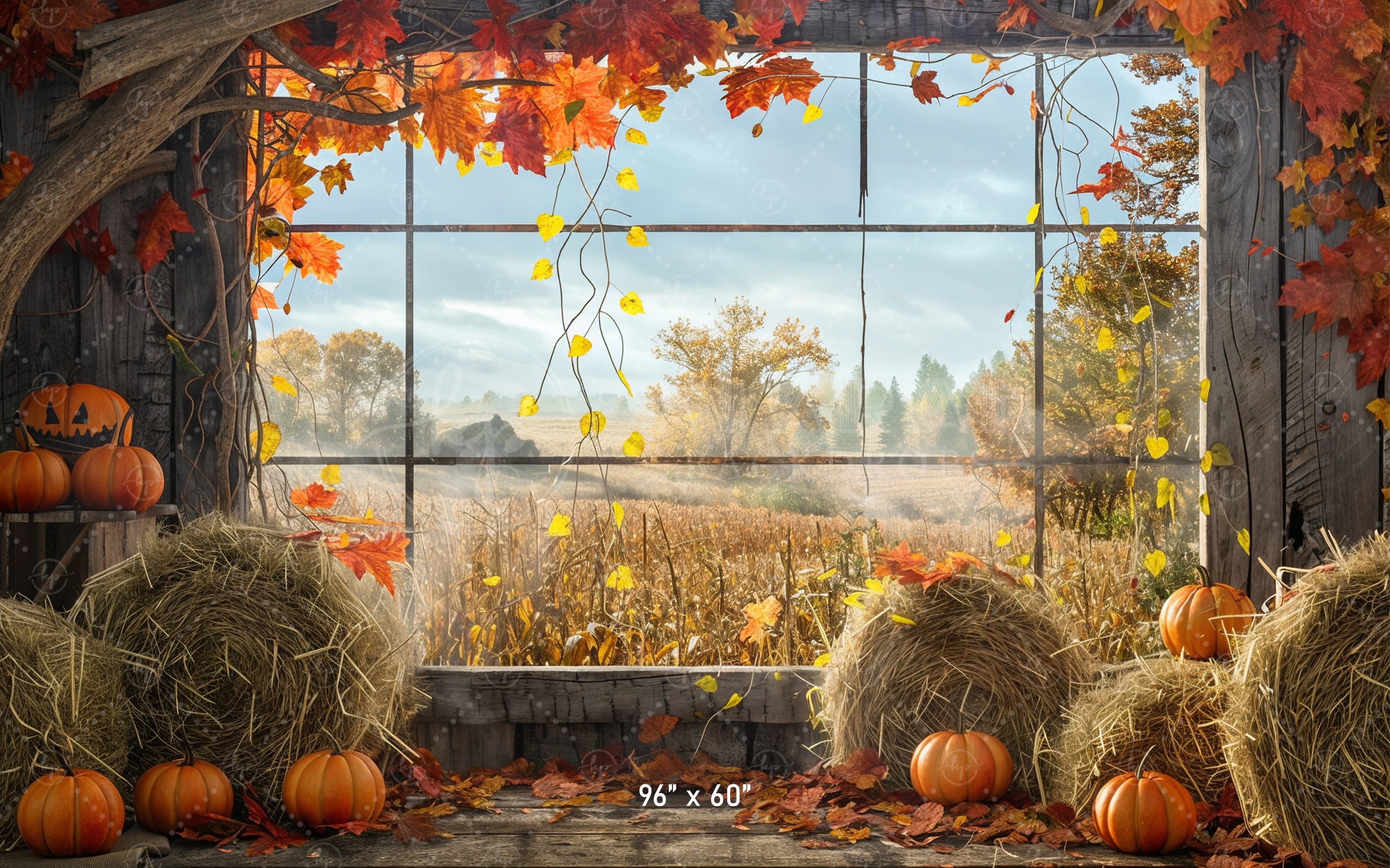 Rustic Harvest Window View Backdrop