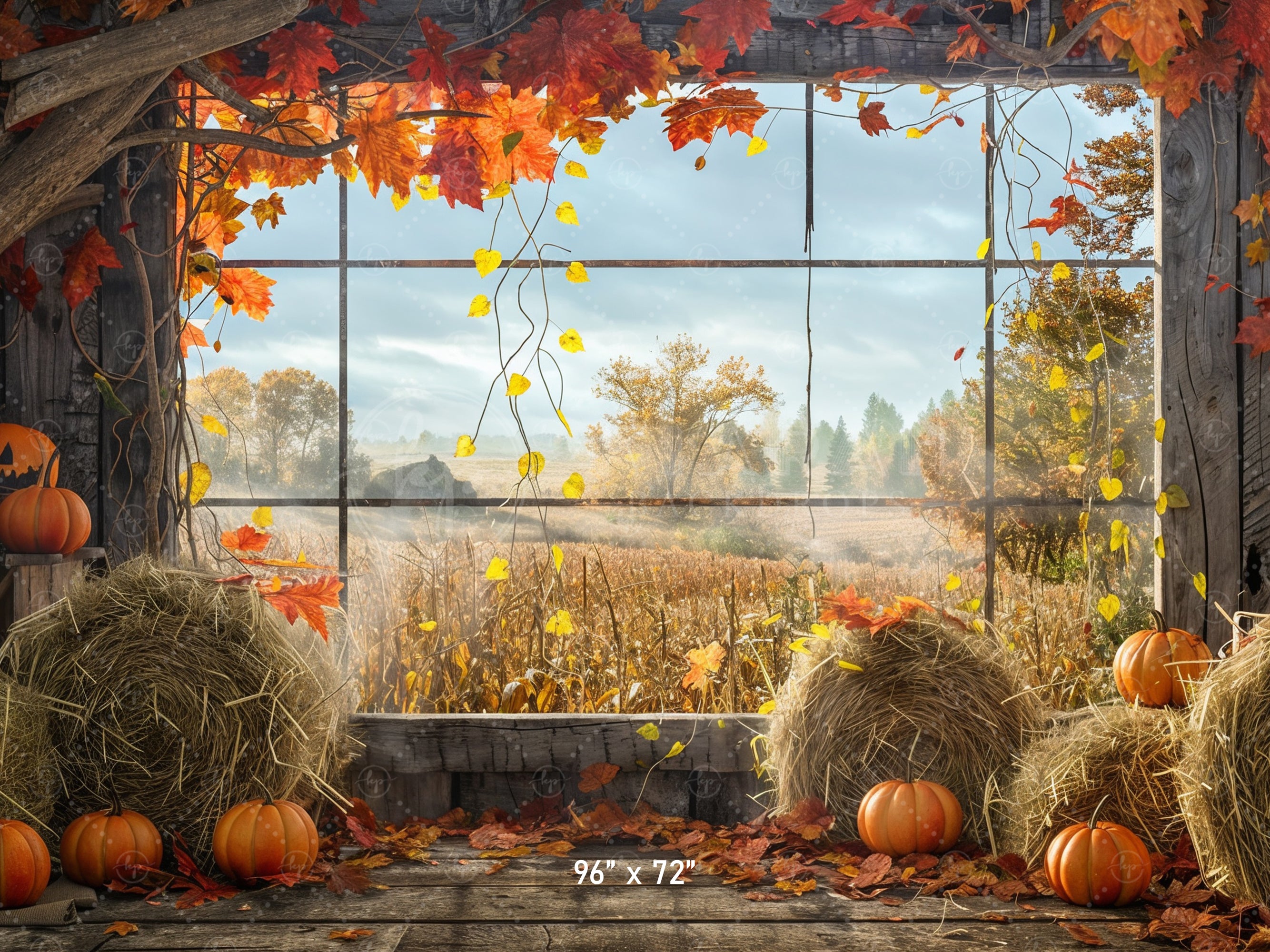 Rustic Harvest Window View Backdrop