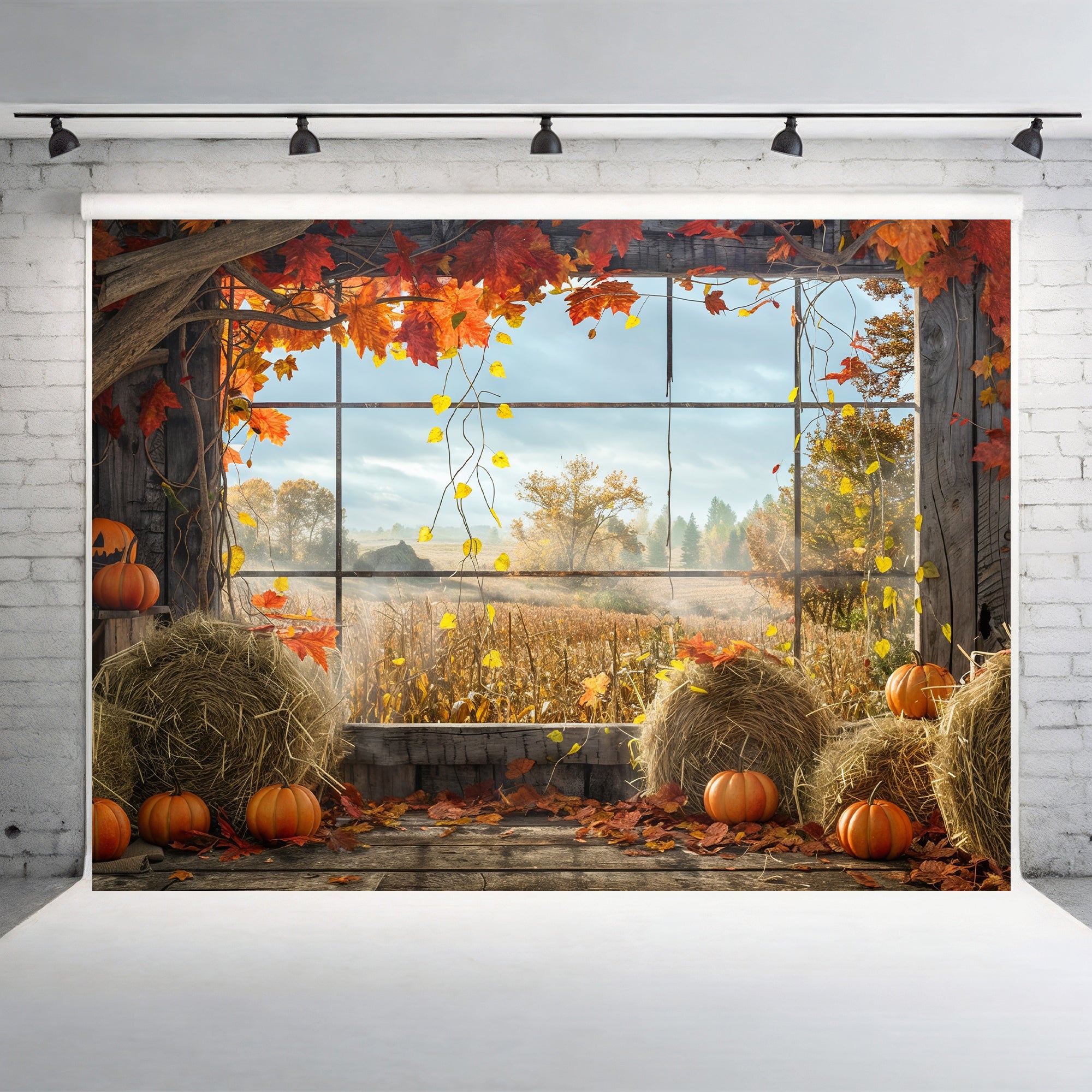 Rustic Harvest Window View Backdrop