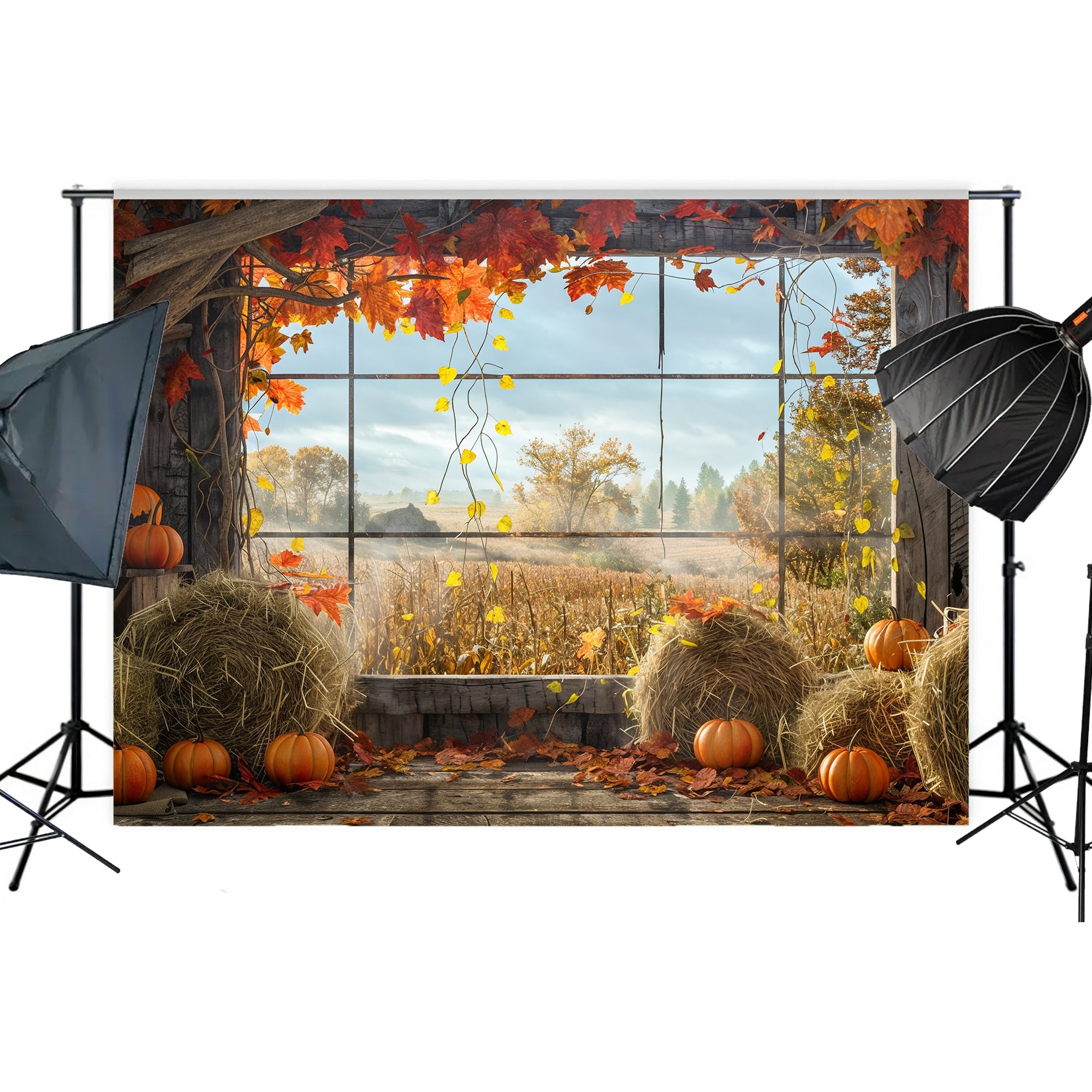 Rustic Harvest Window View Backdrop