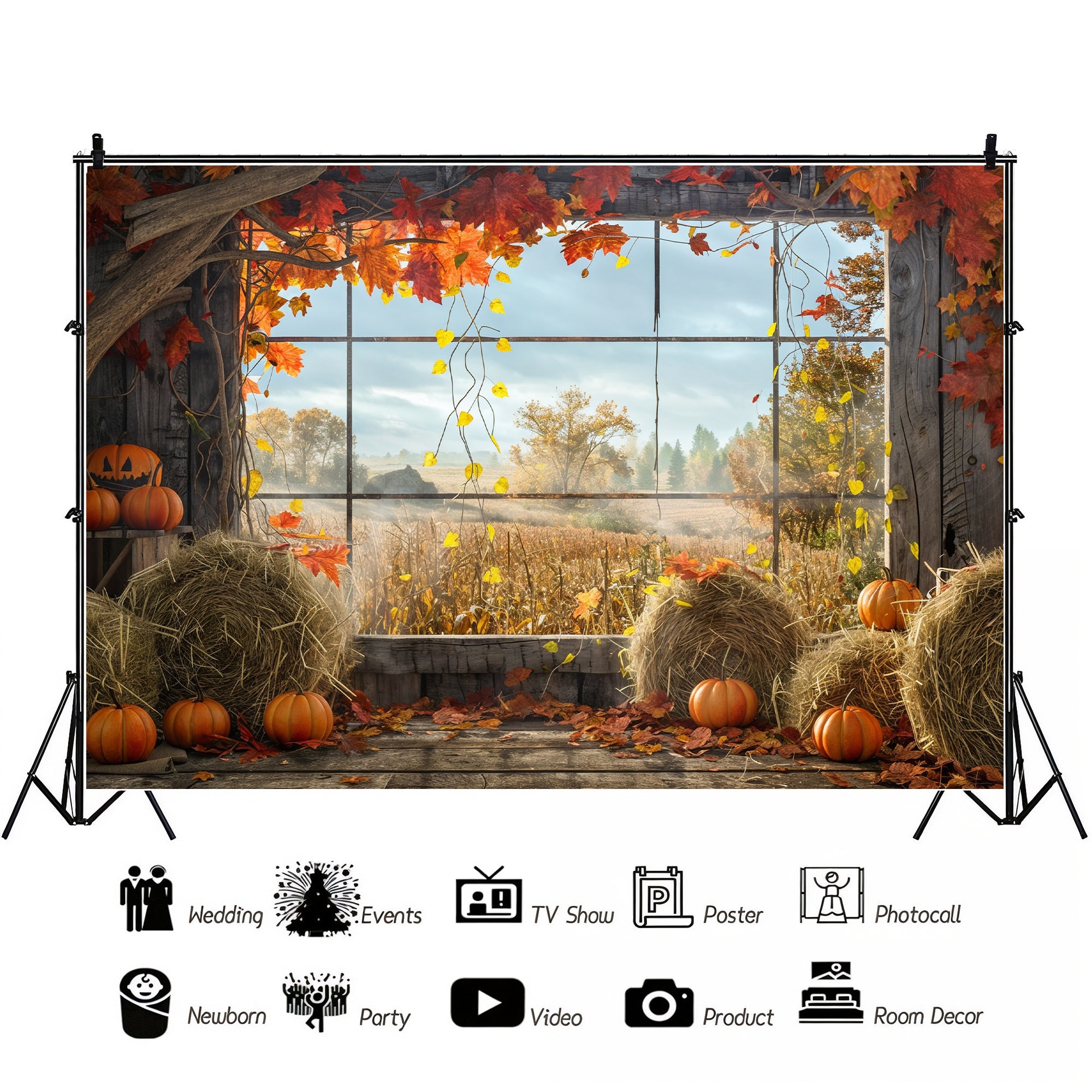 Rustic Harvest Window View Backdrop