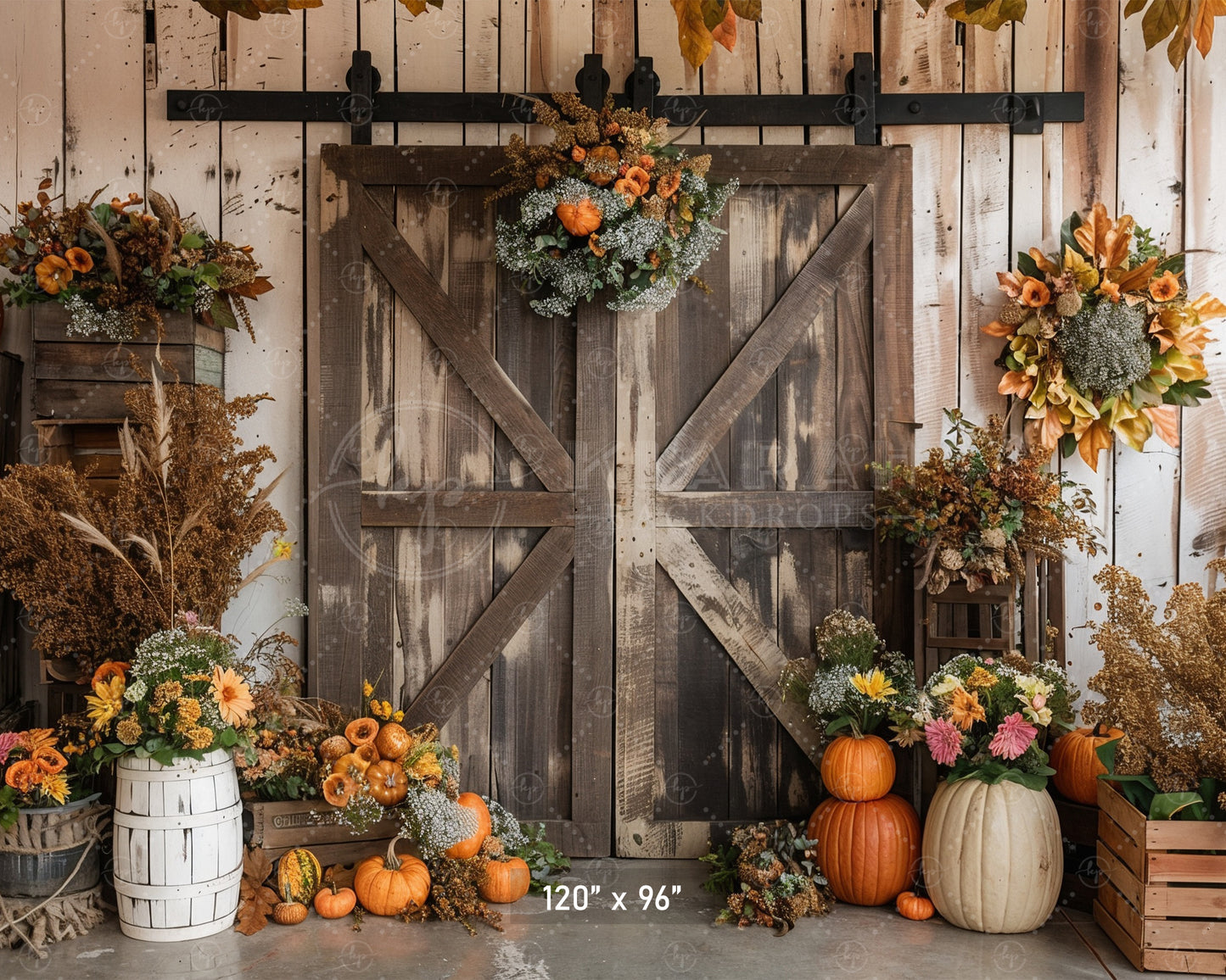 Rustic Barn Door Harvest Backdrop