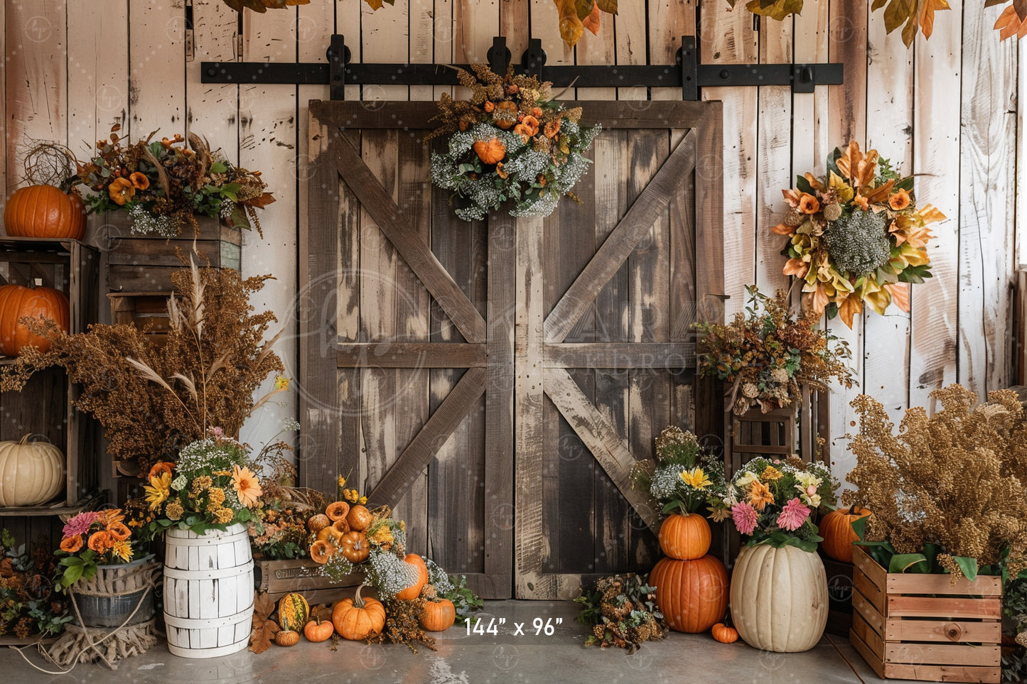 Rustic Barn Door Harvest Backdrop