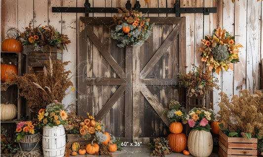 Rustic Barn Door Harvest Backdrop