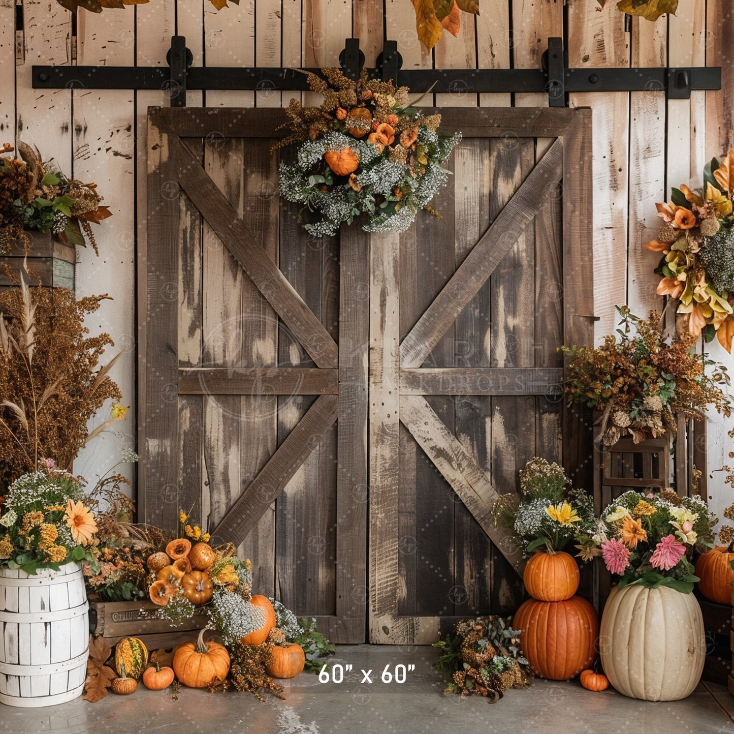 Rustic Barn Door Harvest Backdrop