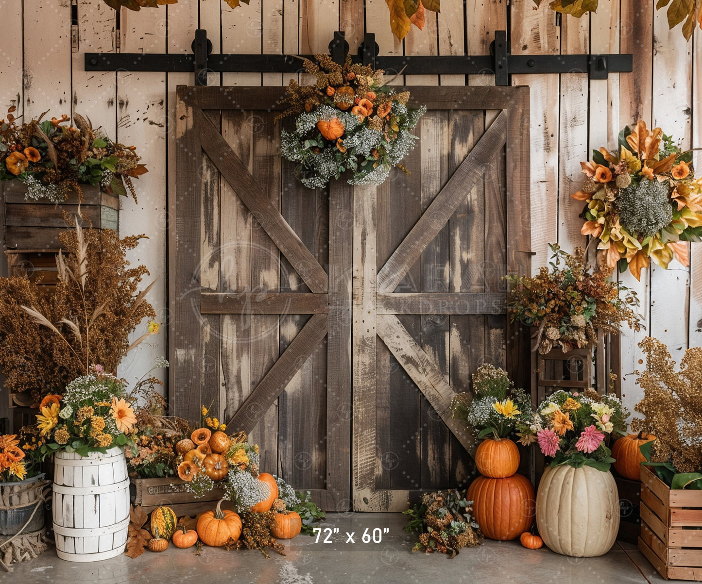 Rustic Barn Door Harvest Backdrop