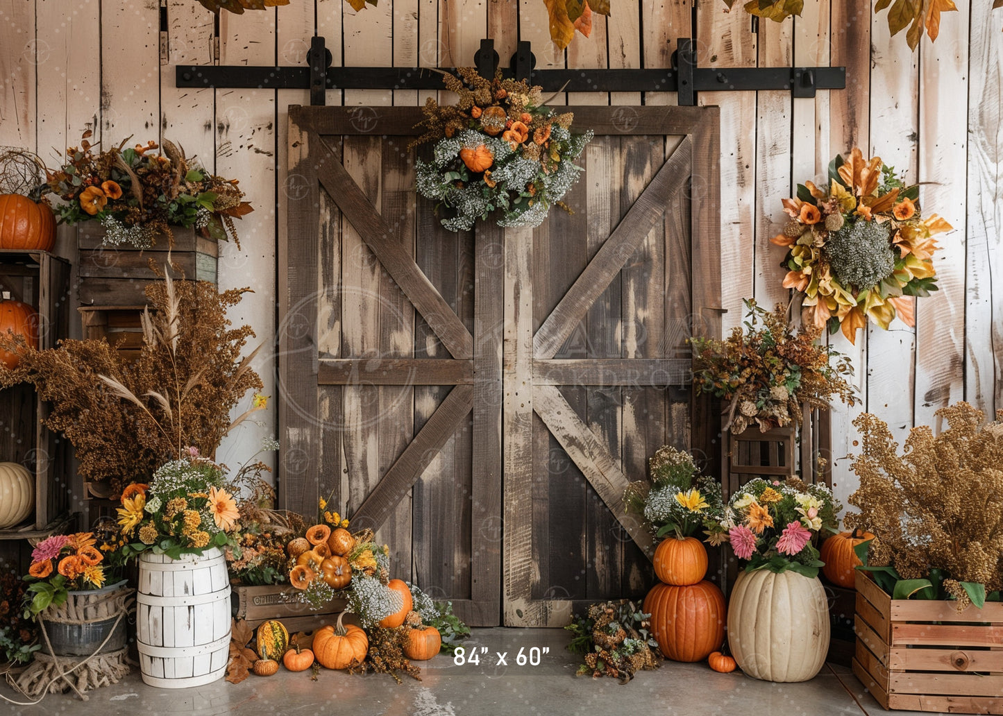 Rustic Barn Door Harvest Backdrop