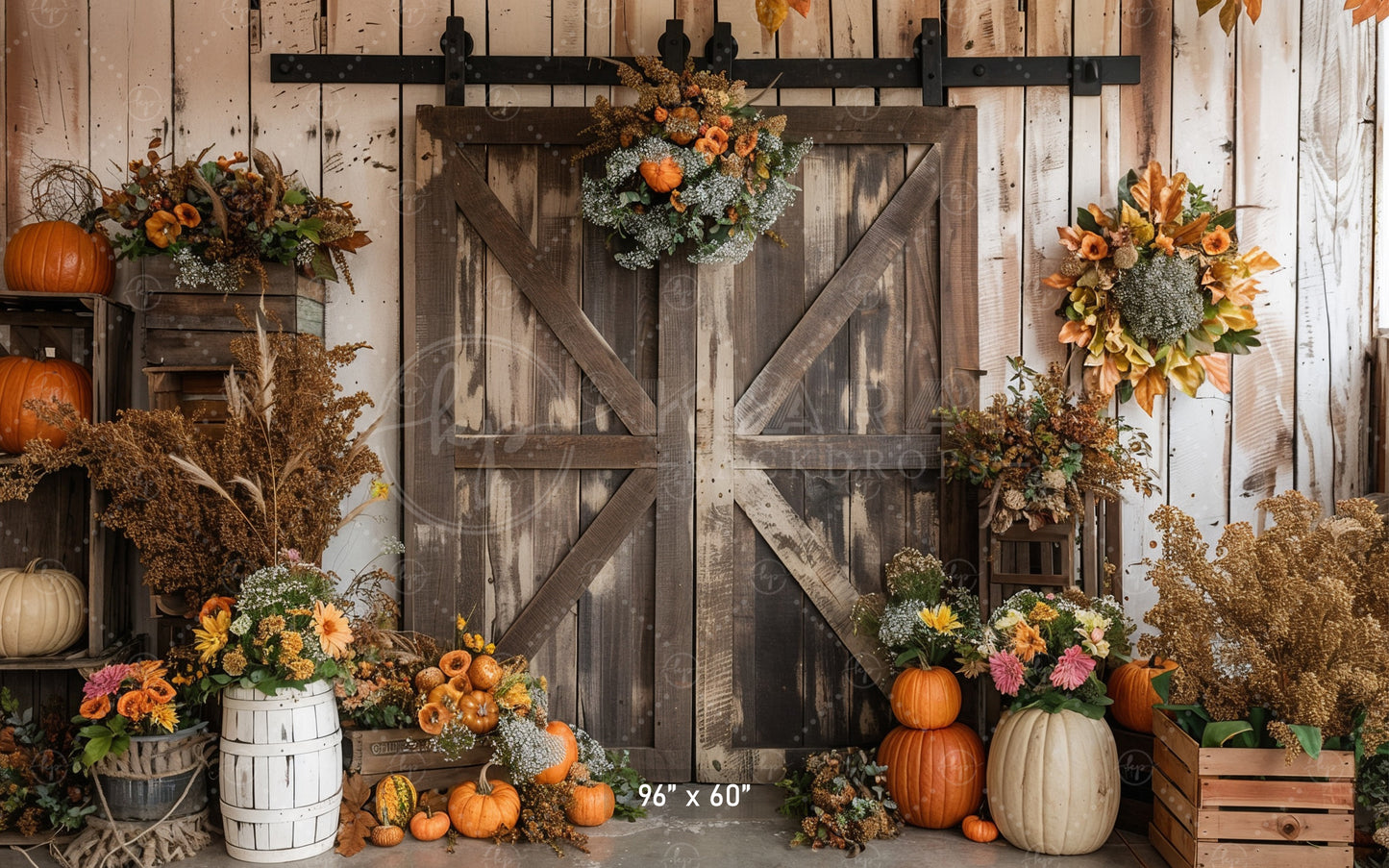 Rustic Barn Door Harvest Backdrop