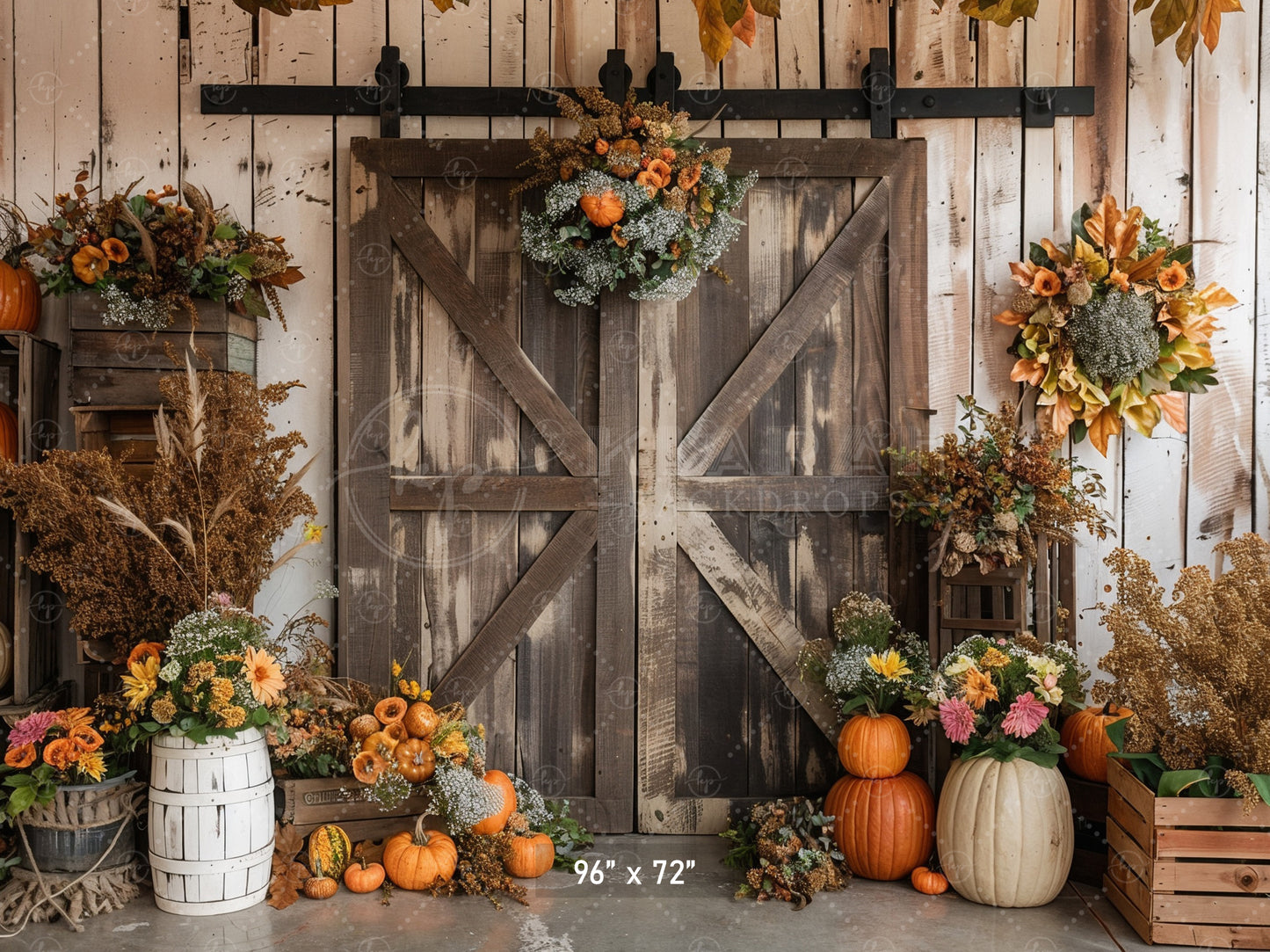 Rustic Barn Door Harvest Backdrop