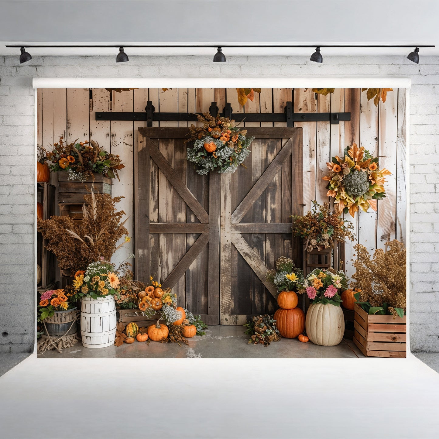 Rustic Barn Door Harvest Backdrop