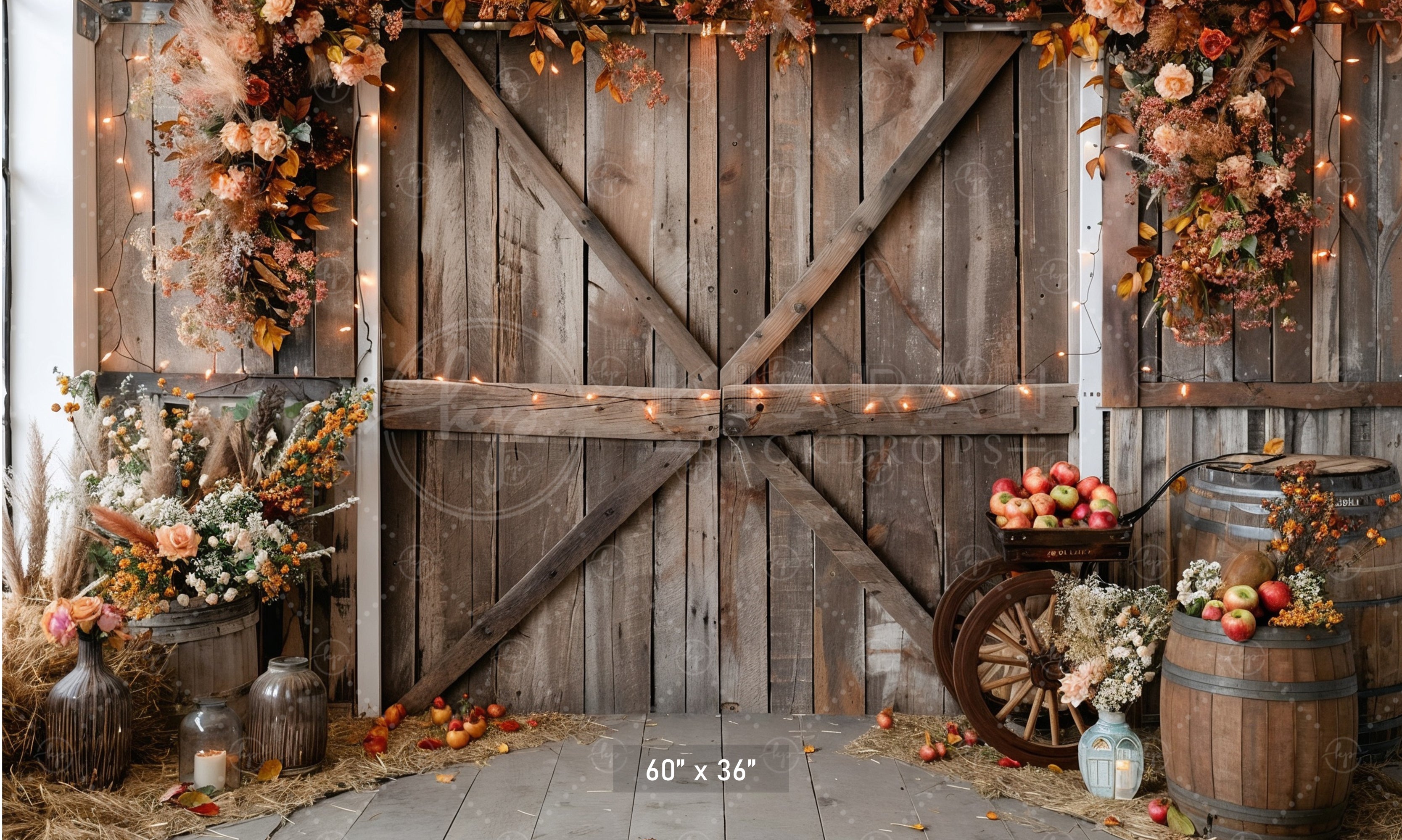 Vintage Floral Barn Backdrop