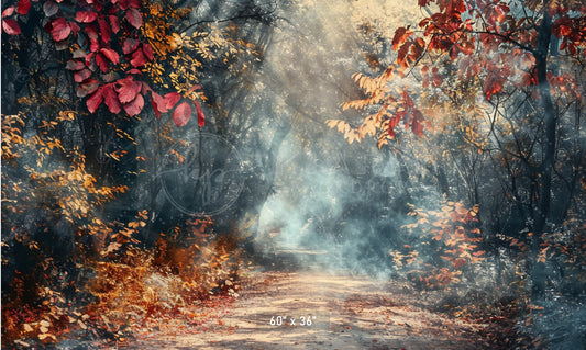 Enchanted Autumn Forest Path Backdrop