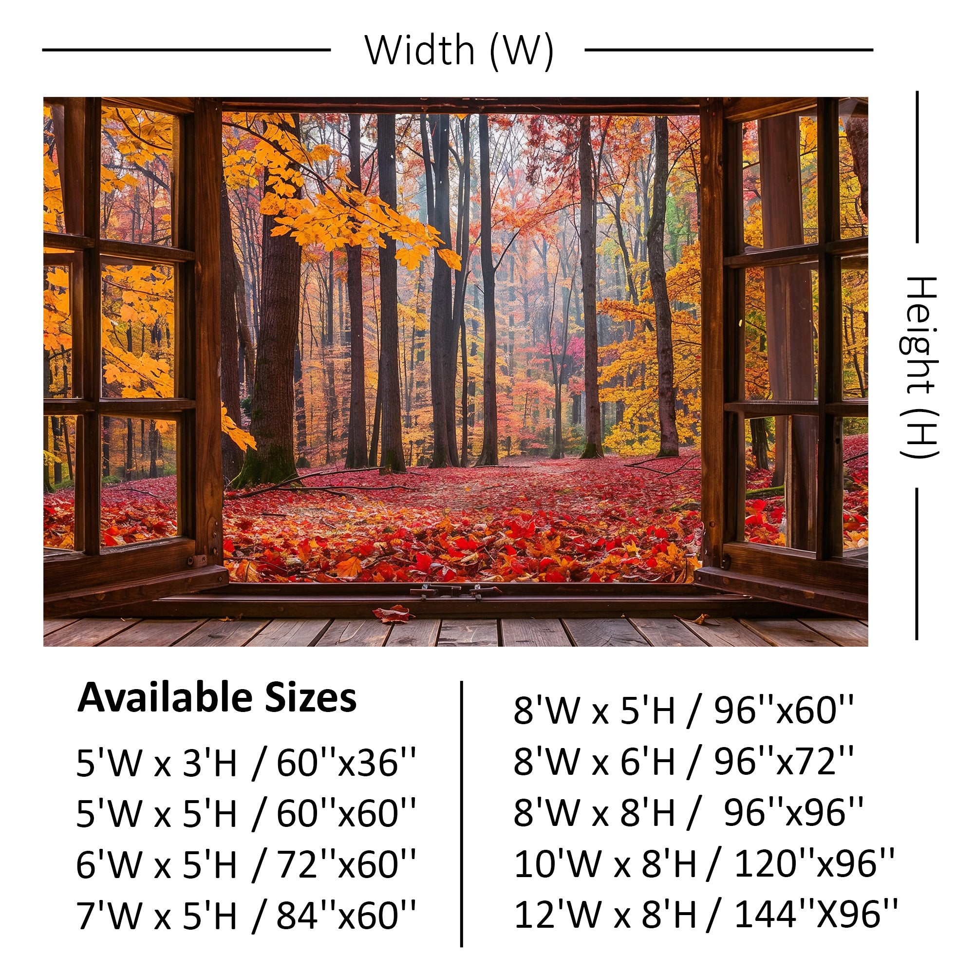 Vibrant Autumn Forest Window View Backdrop