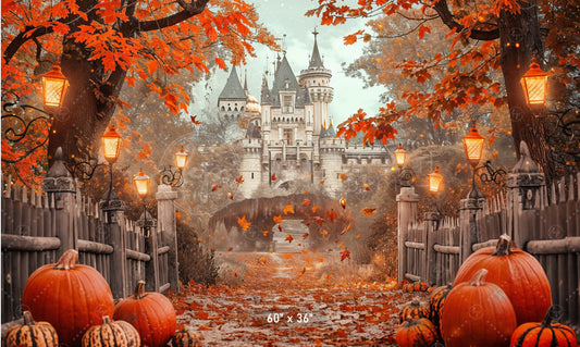 Autumn Castle Lantern Path Backdrop