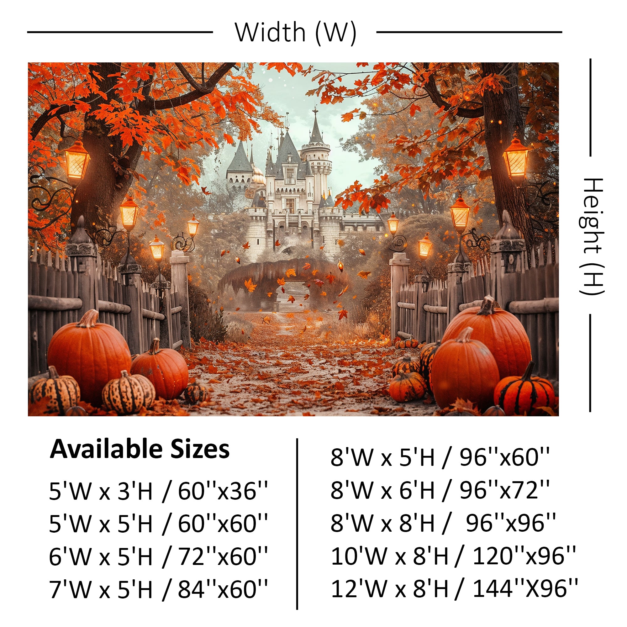 Autumn Castle Lantern Path Backdrop