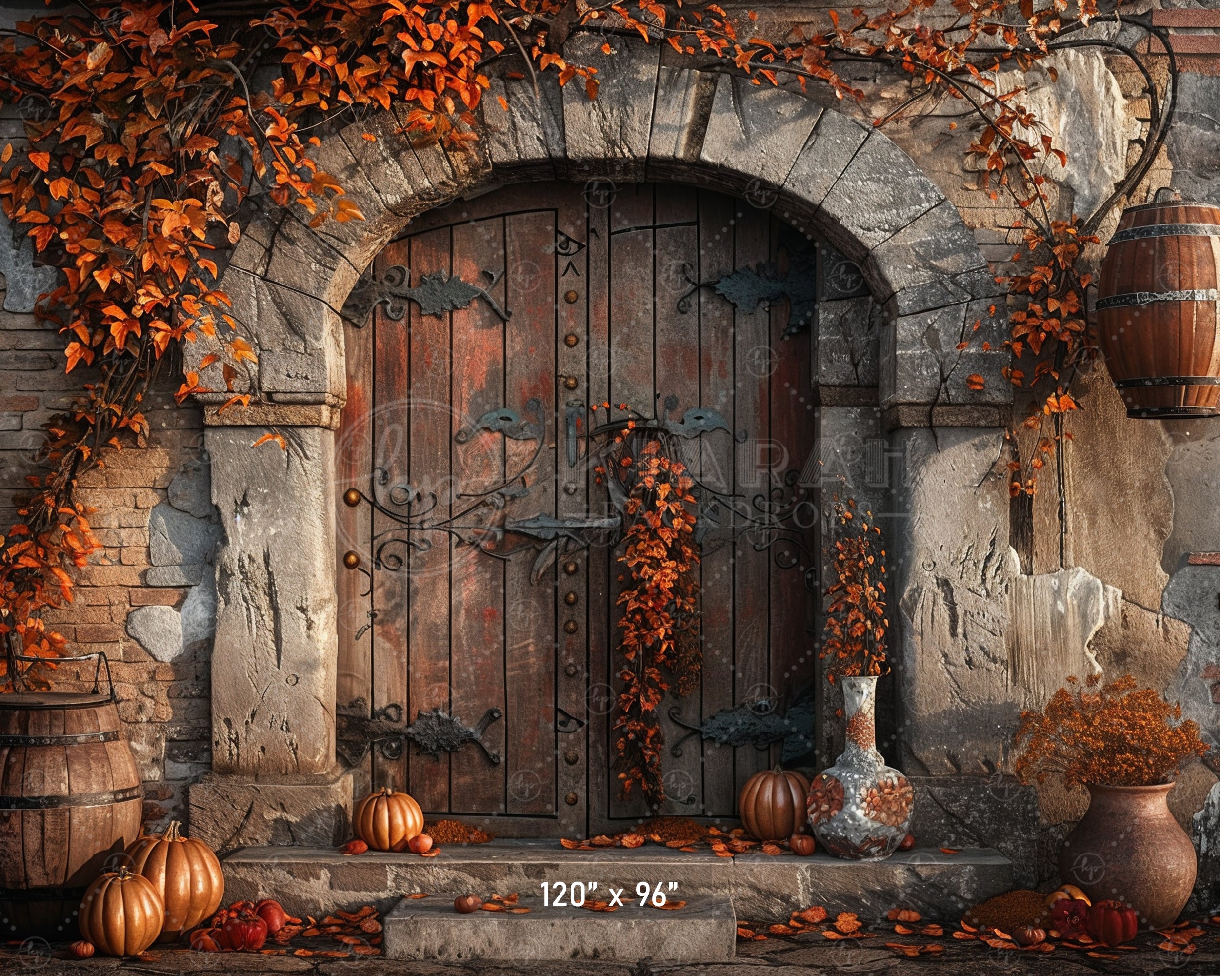 Rustic Autumn Doorway Backdrop