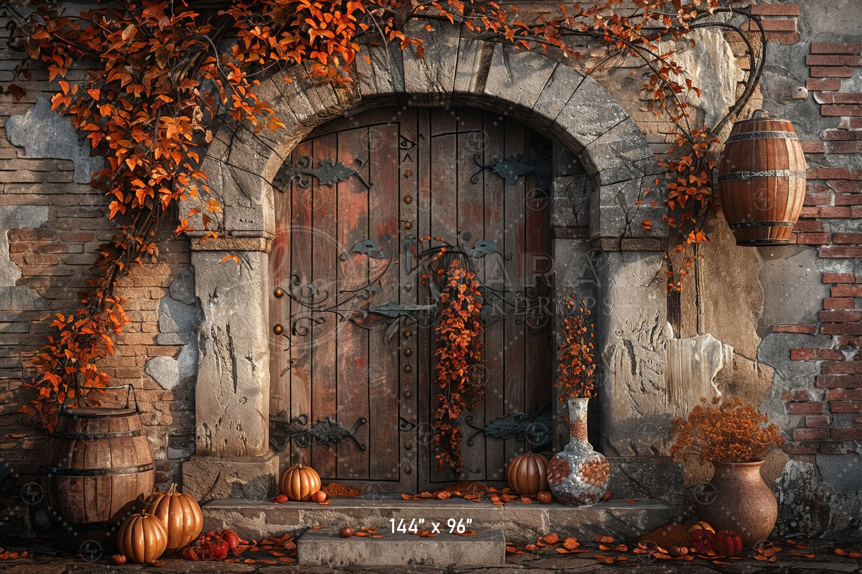 Rustic Autumn Doorway Backdrop