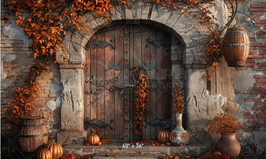 Rustic Autumn Doorway Backdrop