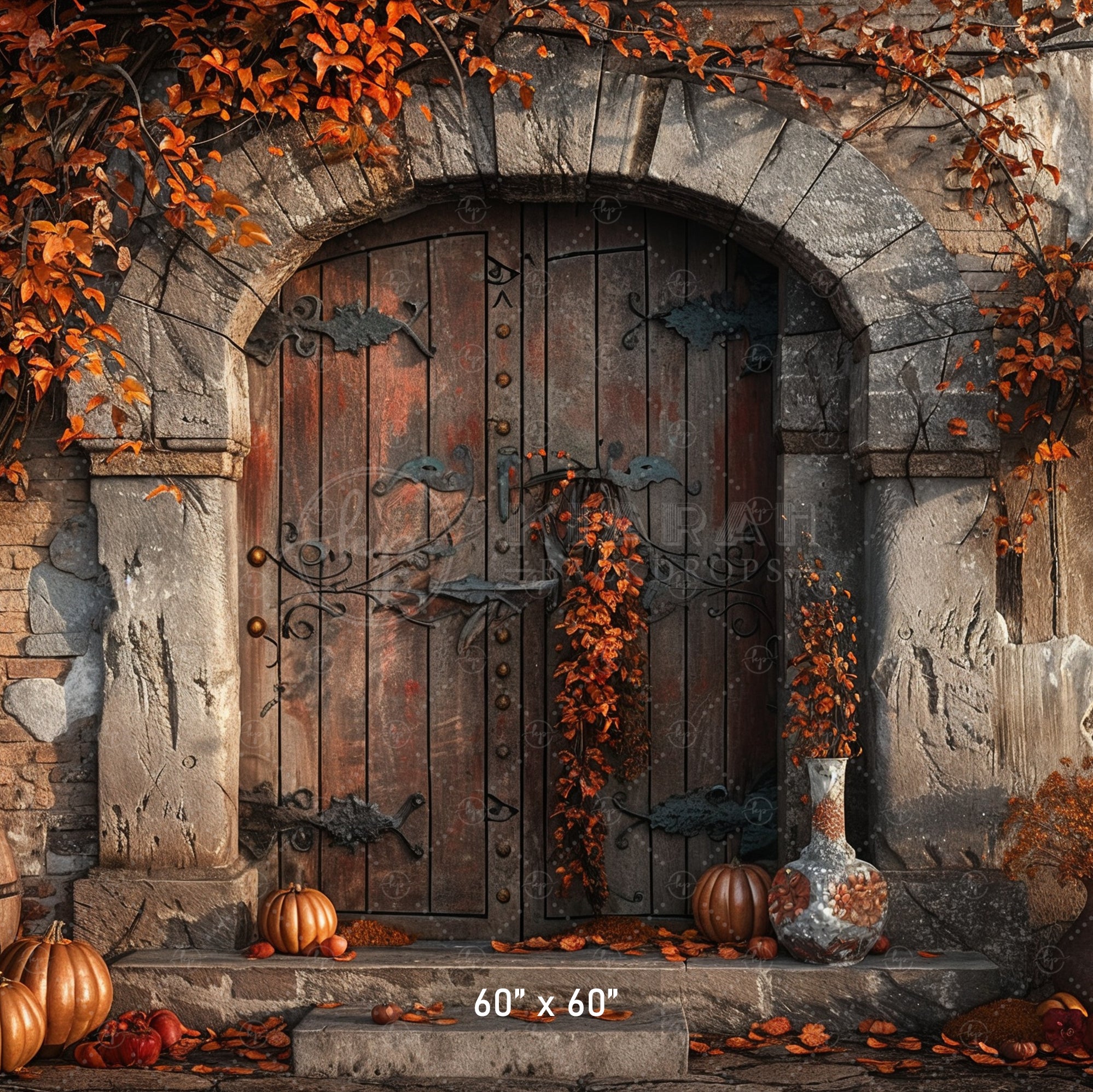 Rustic Autumn Doorway Backdrop