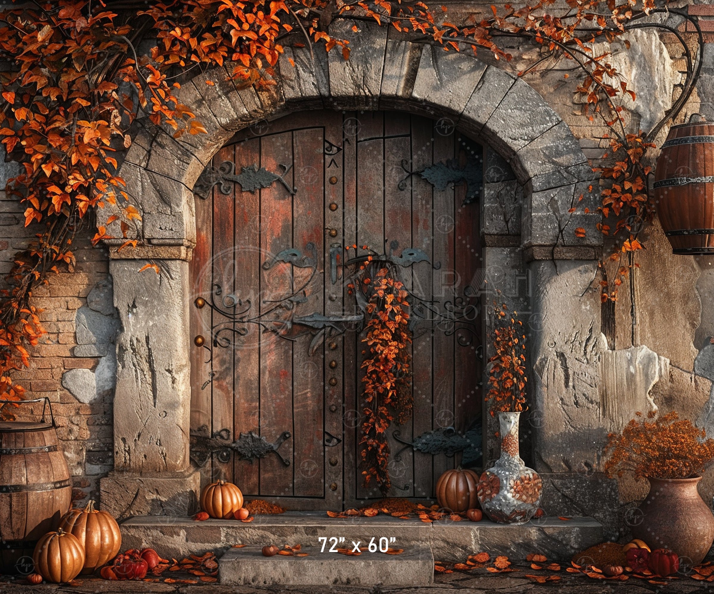 Rustic Autumn Doorway Backdrop