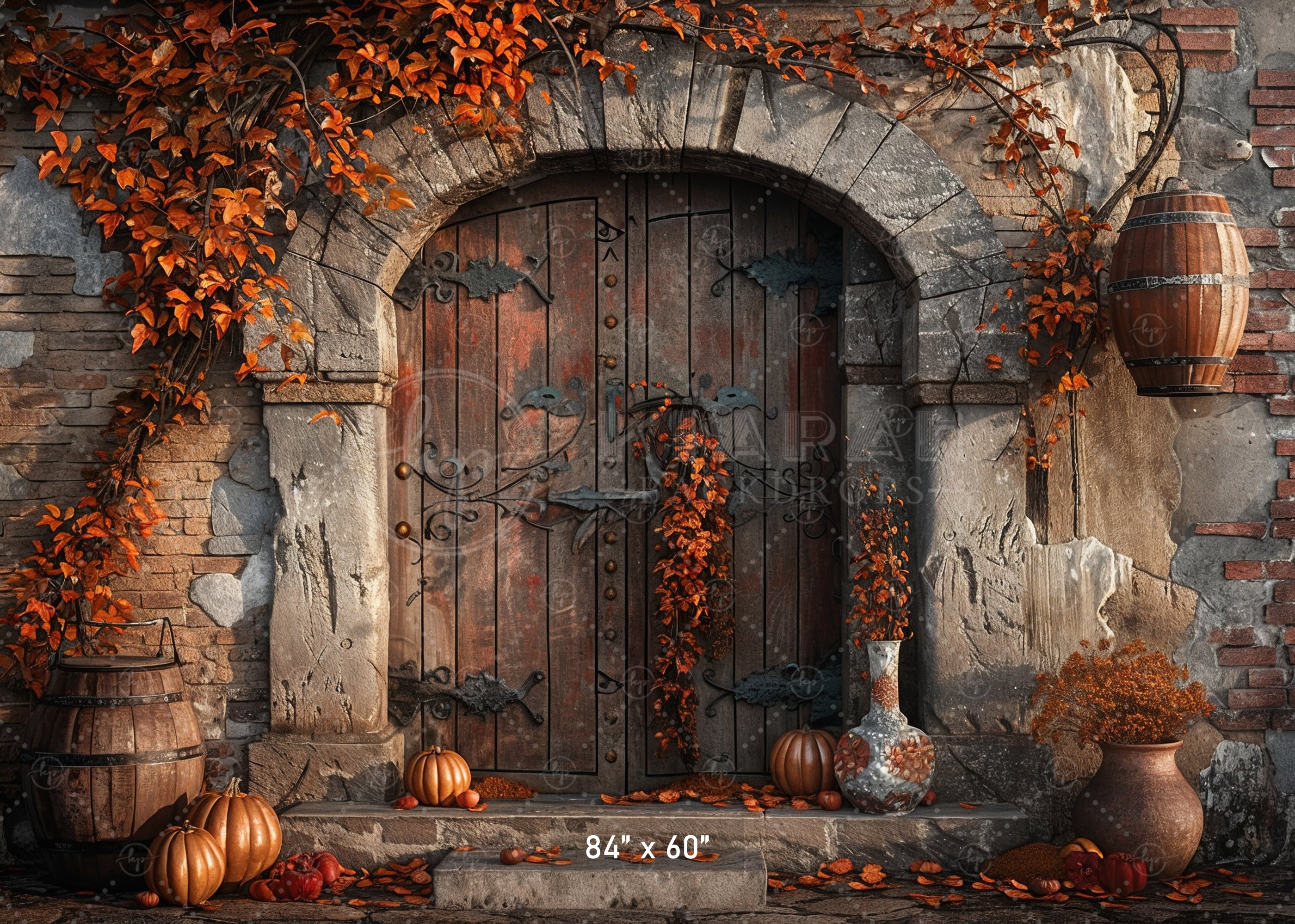 Rustic Autumn Doorway Backdrop