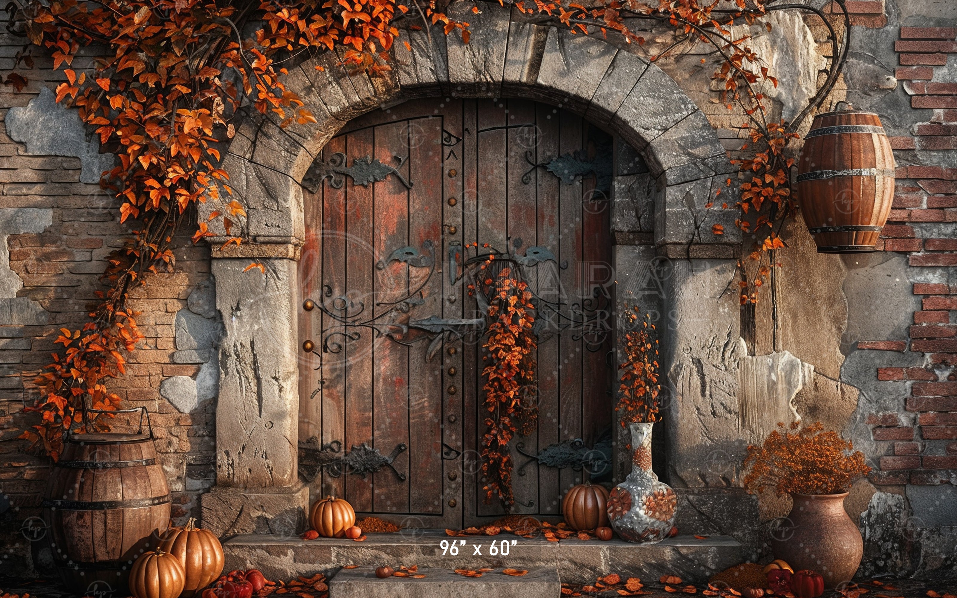 Rustic Autumn Doorway Backdrop