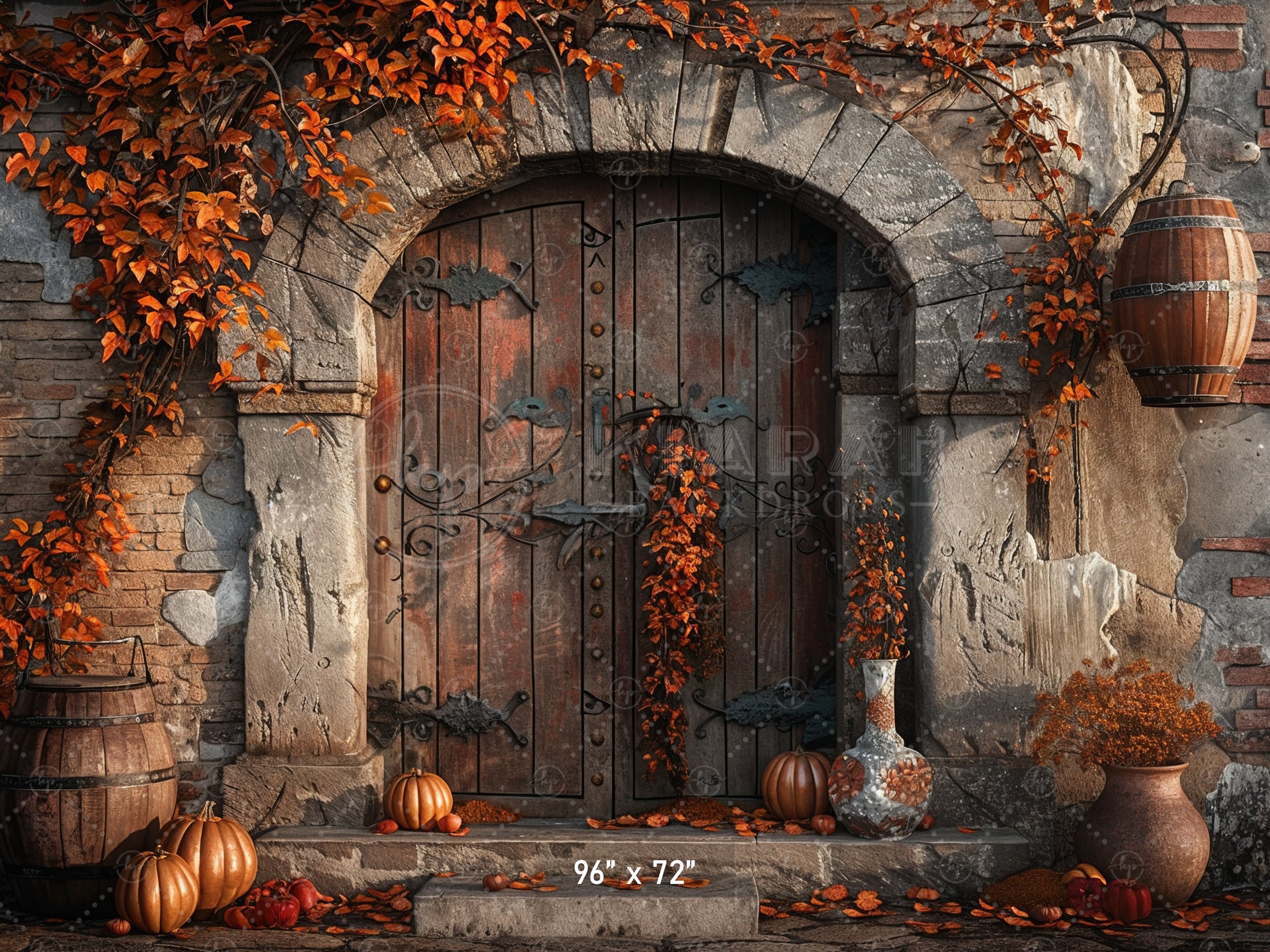 Rustic Autumn Doorway Backdrop