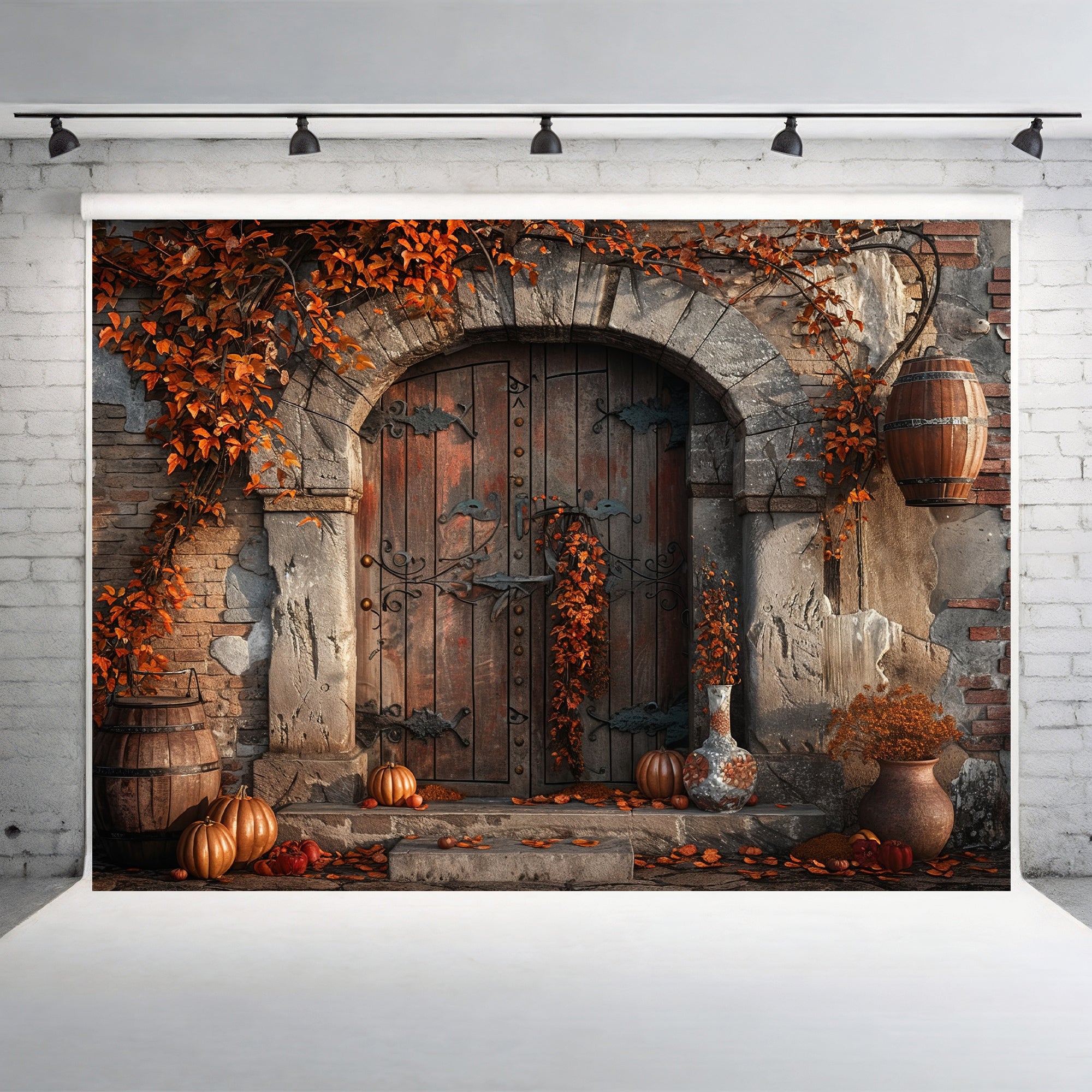 Rustic Autumn Doorway Backdrop