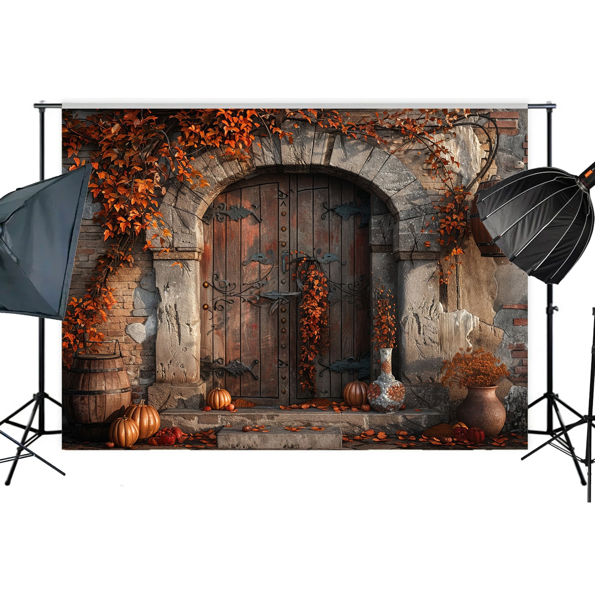 Rustic Autumn Doorway Backdrop