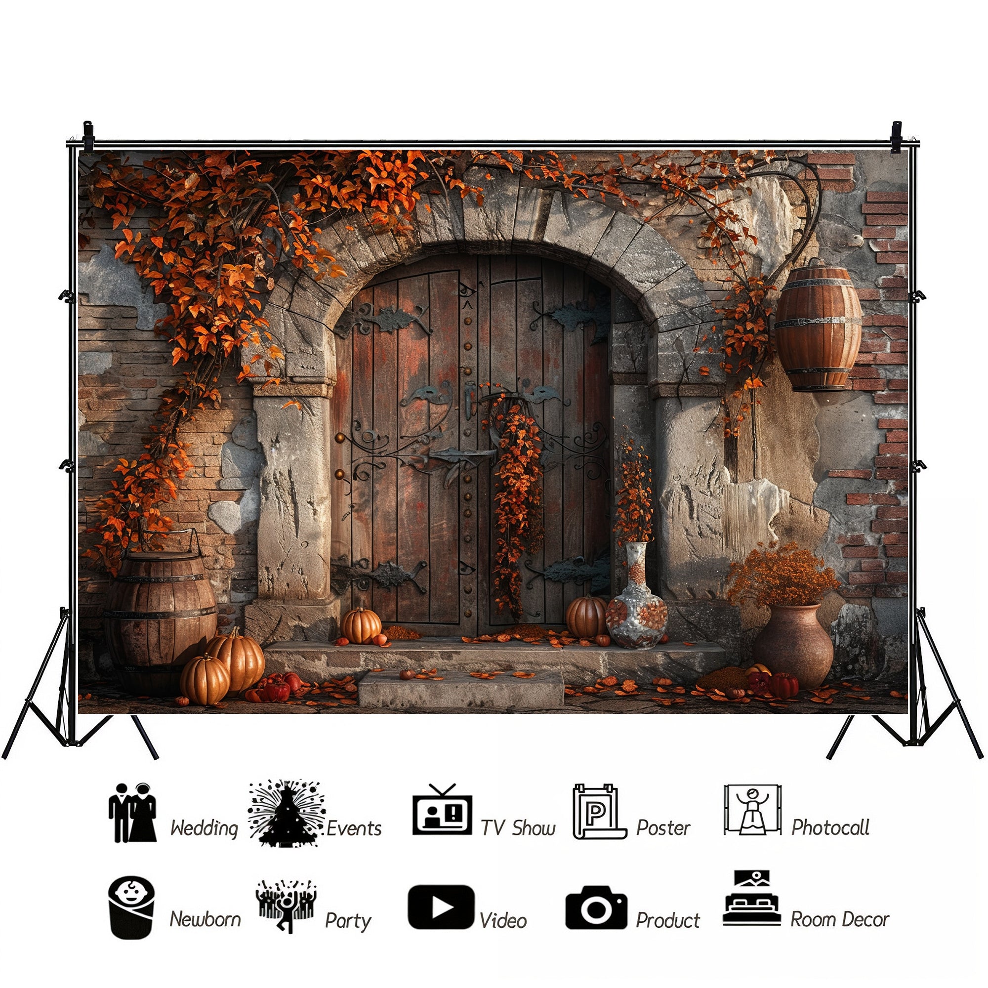 Rustic Autumn Doorway Backdrop
