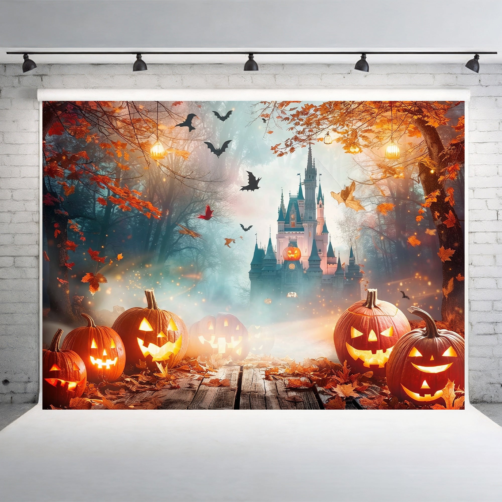 Mystical Halloween Castle Glow Backdrop