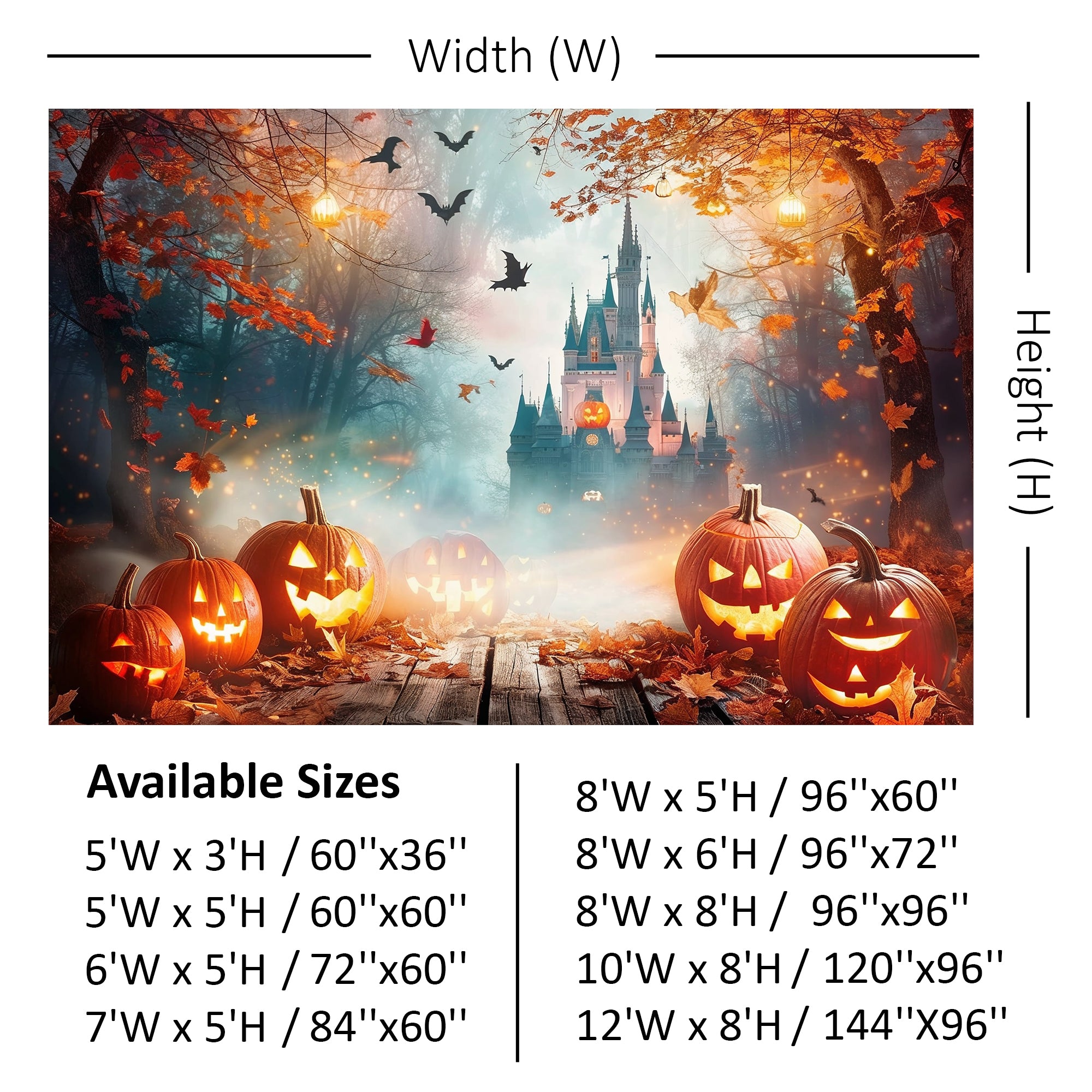 Mystical Halloween Castle Glow Backdrop