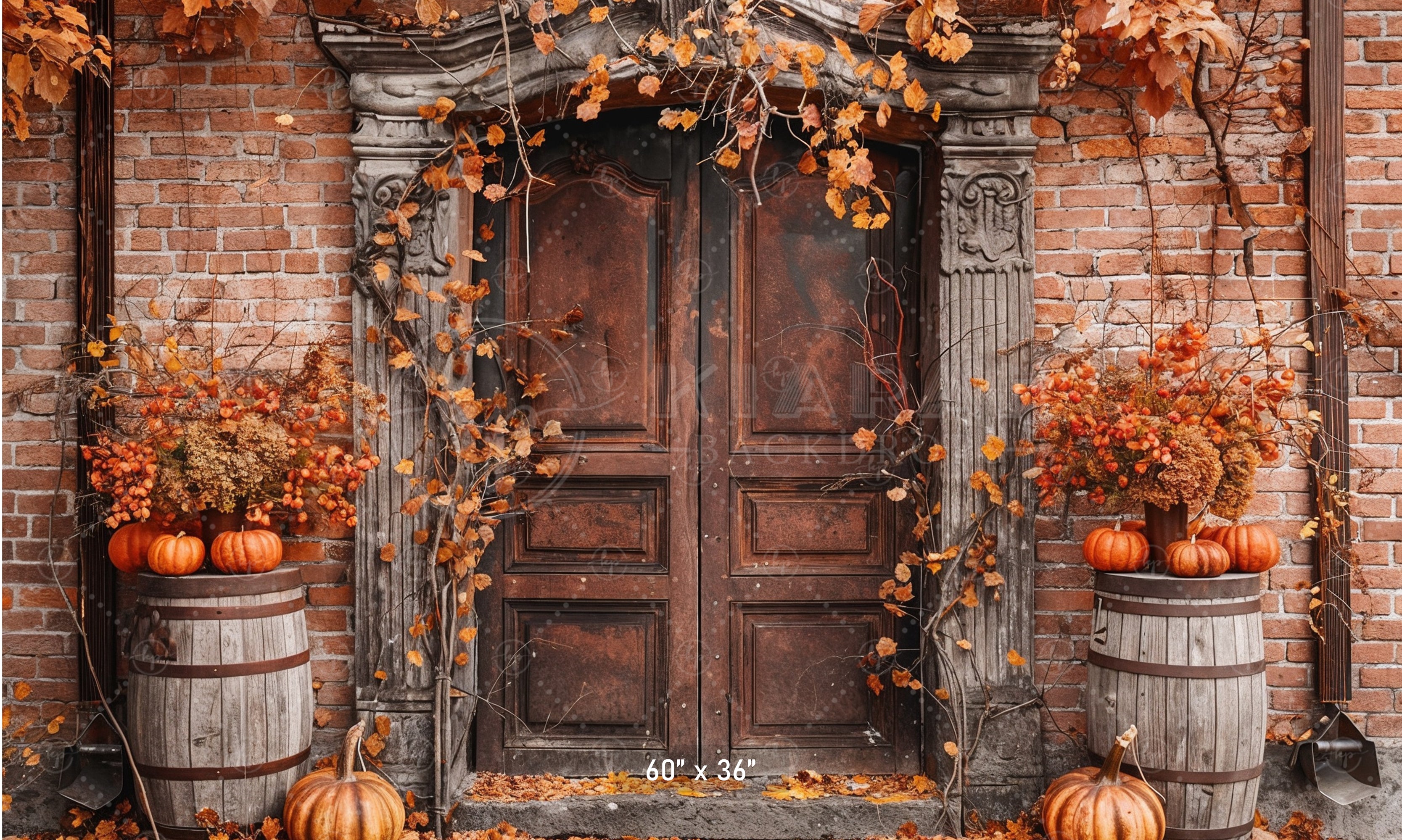 Rustic Autumn Brick Doorway Backdrop